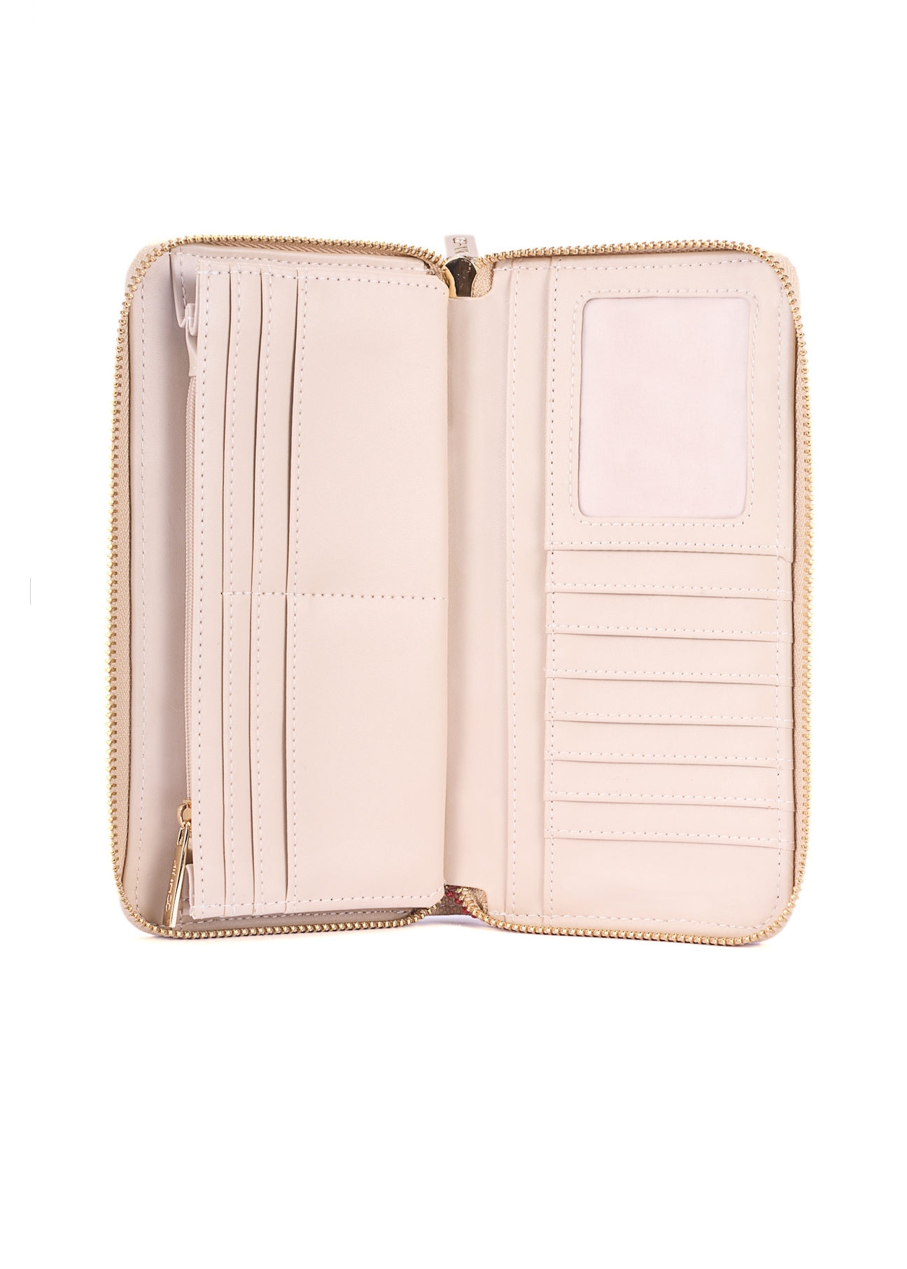 Large women's wallet in beige color POREC-0381A-15(W25), product view inside on white background.