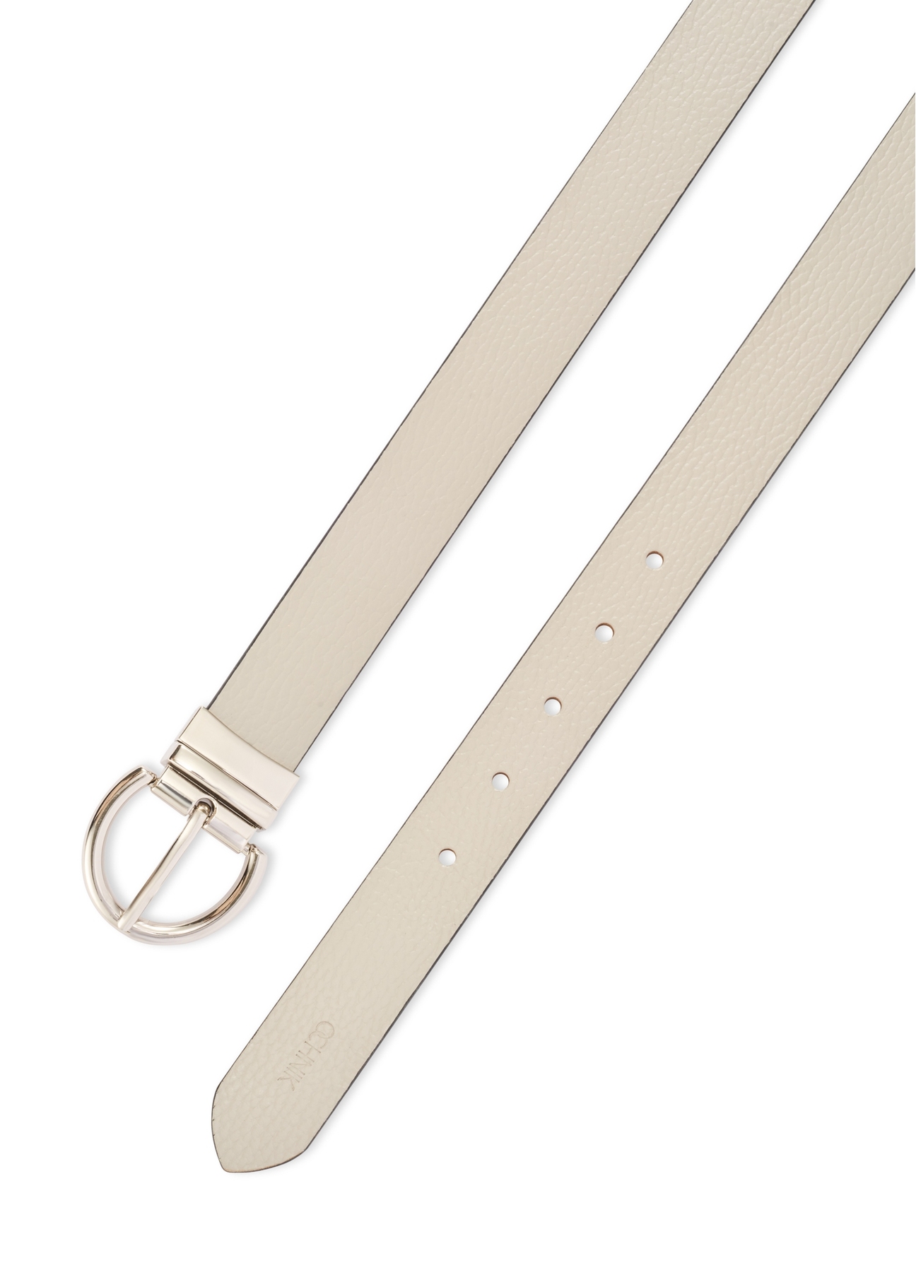 Reversible black and gray women's belt PASDS-0175B-92(Z25), view of the clasp of the product on a white background.