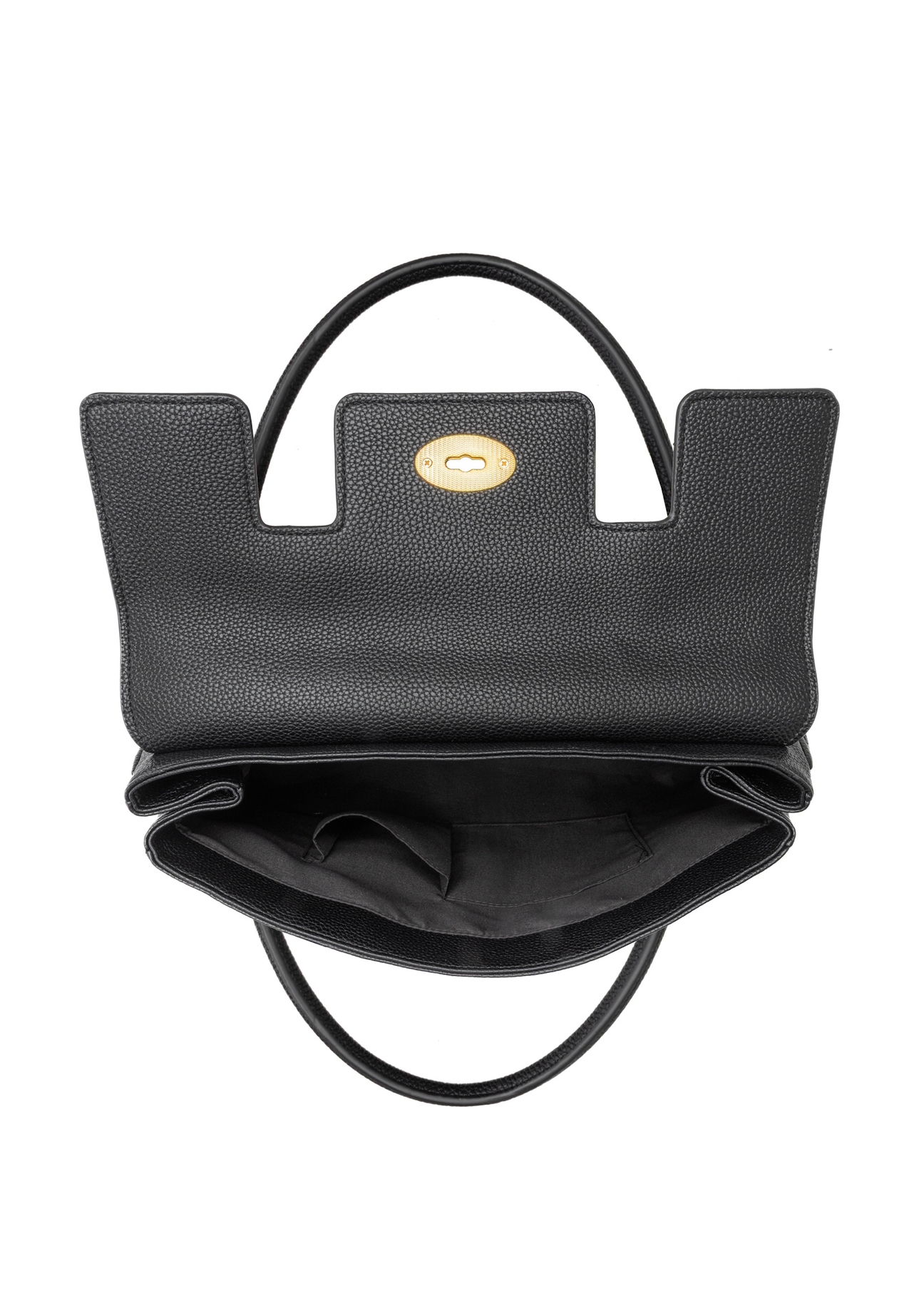 Black large women's handbag TOREC-1139-9I(W26), product view inside on white background.