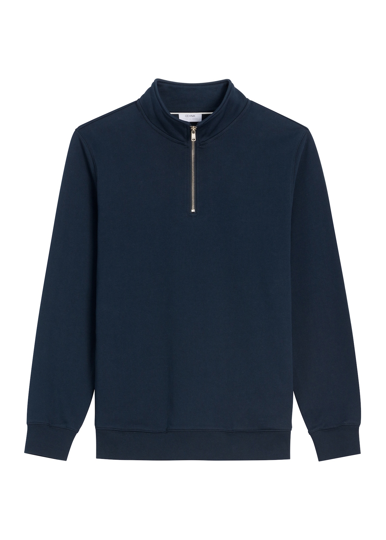 Navy blue men's knitted sweatshirt BLZMT-0084-7E(Z26), front product view on white background.