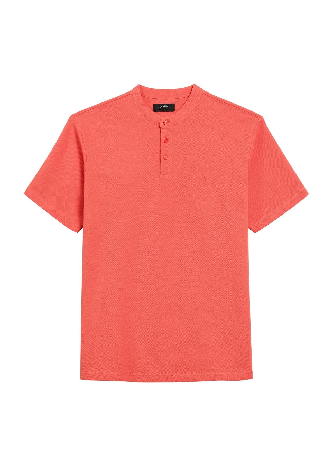 Men's coral polo shirt POLMT-0061-34(Z24), product view from the front on a white background.