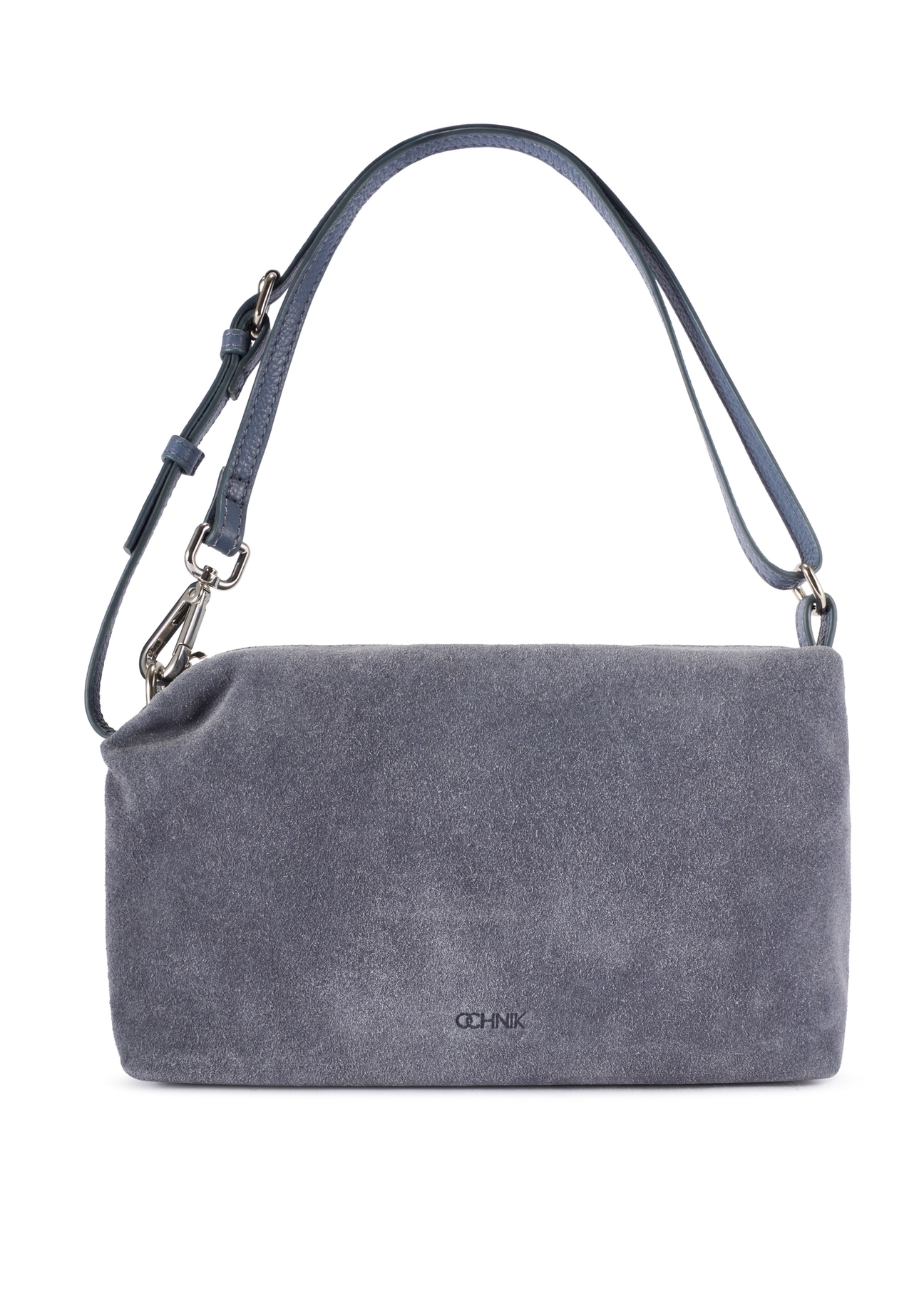 Navy blue suede women's handbag TORES-1249-7C(W26) - product view from the back, on a white background.