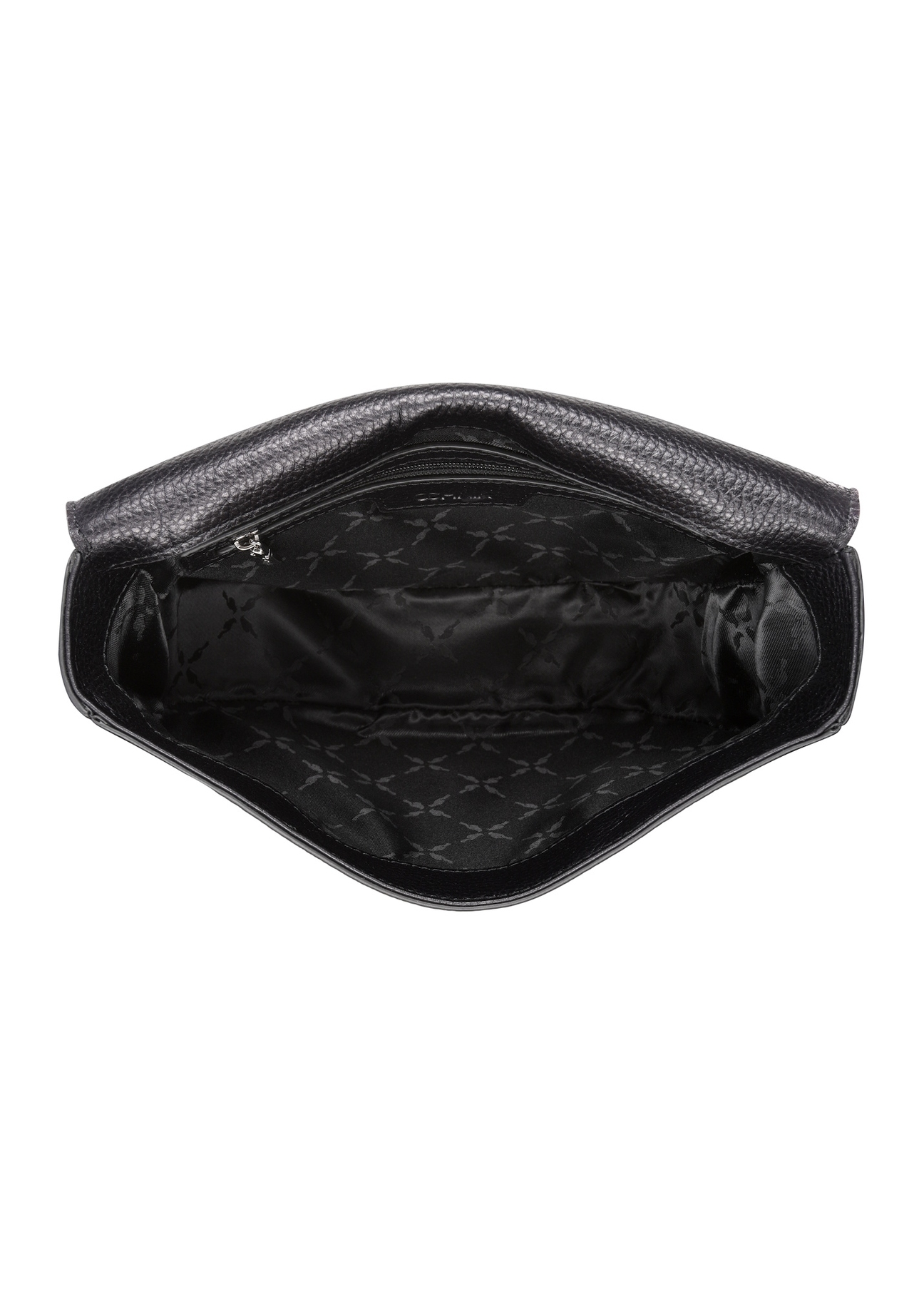 Black leather women's shoulder bag TORES-1218-9I(W26), product view inside on white background.