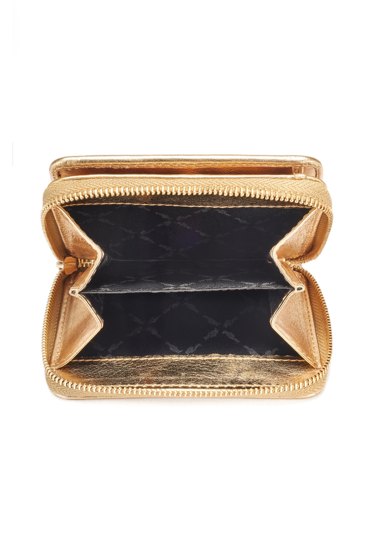Women's leather wallet in gold color PORES-0960-28(W25), view of the inside of the product on a white background.