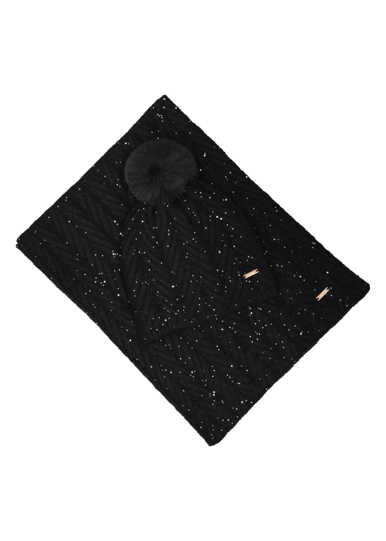Black hat and scarf set ZESTD-0014-99(Z26), front view of the product on a white background.