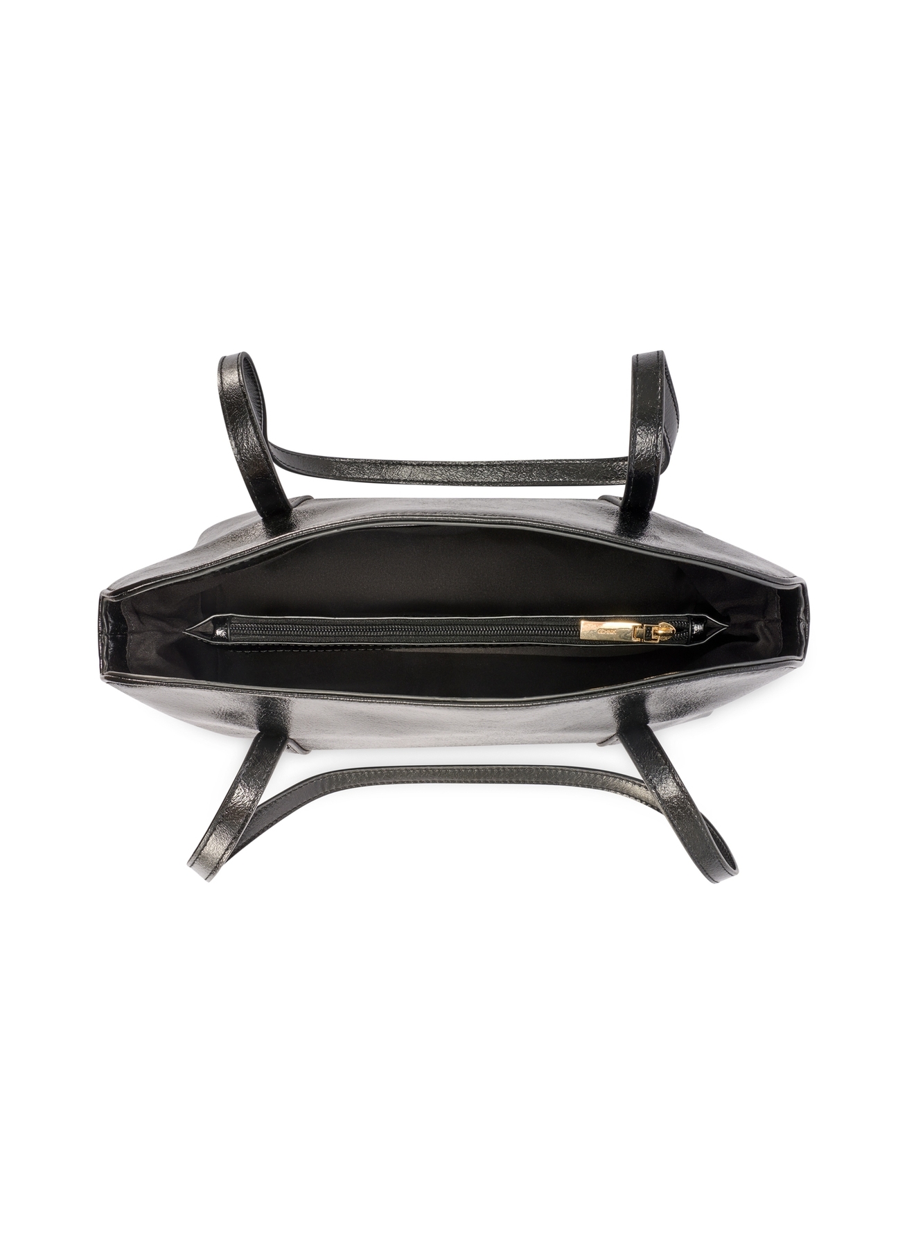 Black women's handbag with gloss TOREC-1205-9F(W26) - product view from above, on a white background.