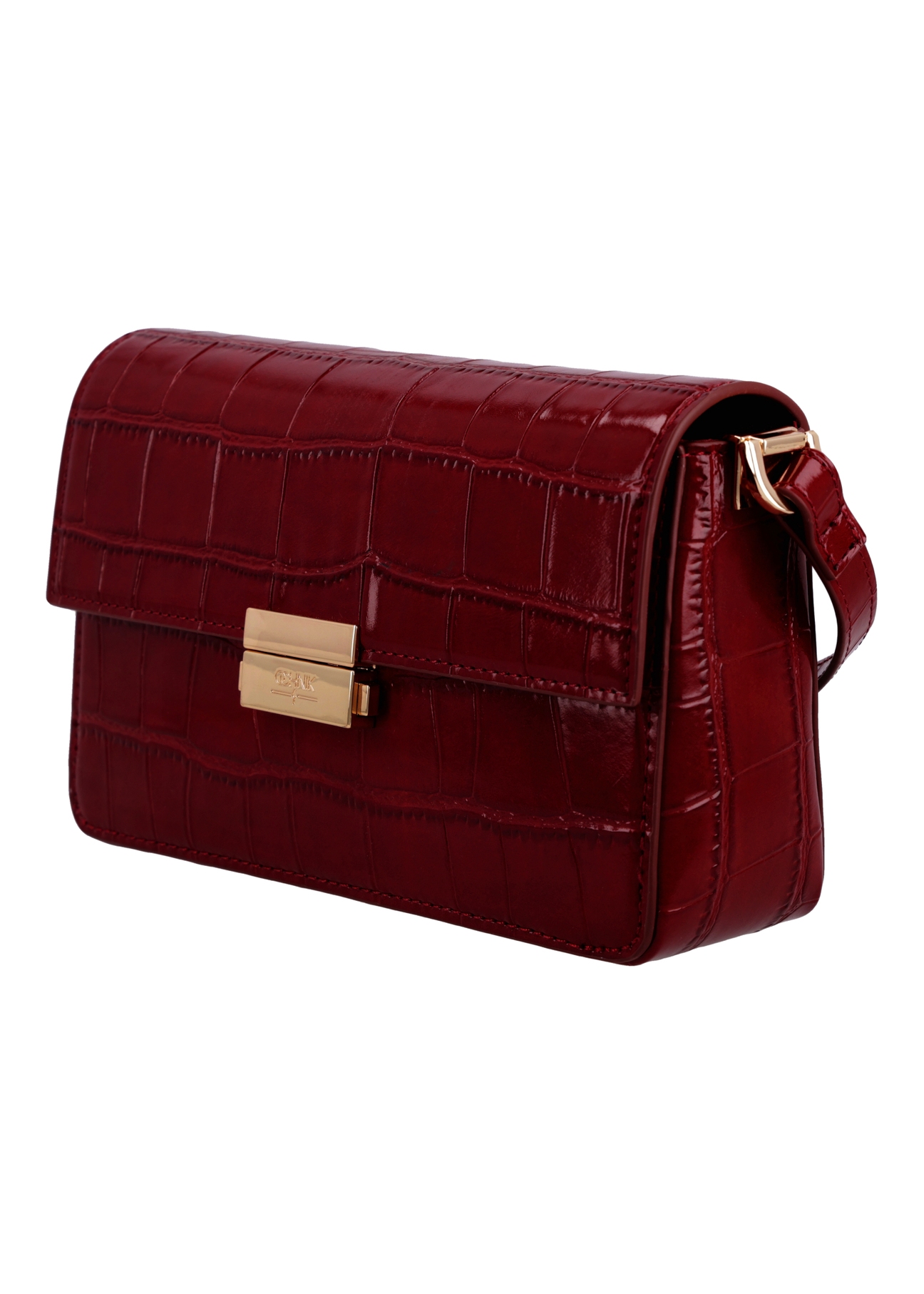 Elegant red women's handbag TOREC-1251-4C(Z26), diagonal product view on a white background.