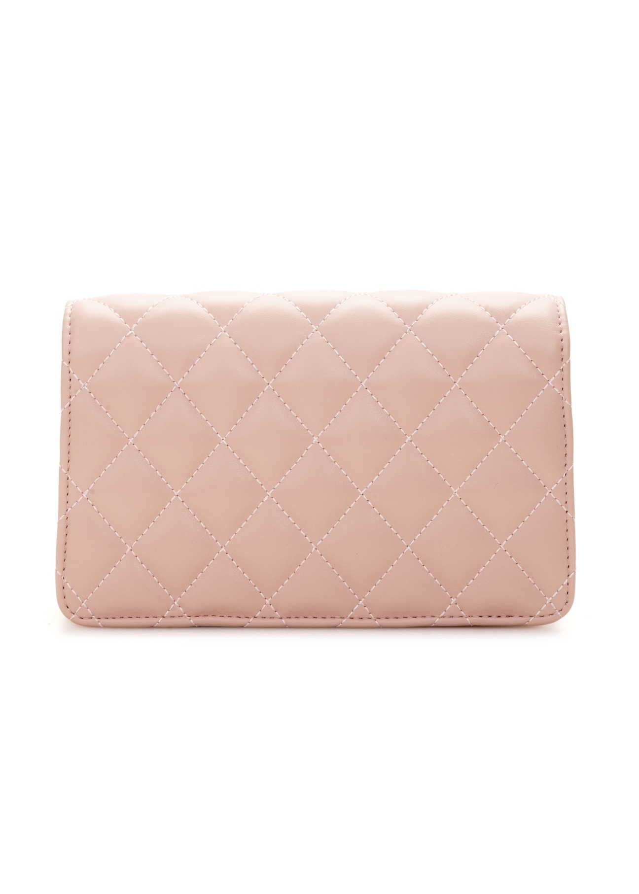 Pink small quilted women's handbag TOREC-1033-5A(W26), product view from the back on a white background.