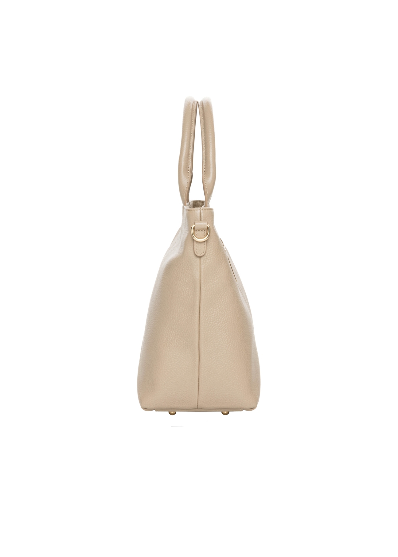 Beige large leather women's handbag TORES-1158-1B(Z26). Side view on a white background.