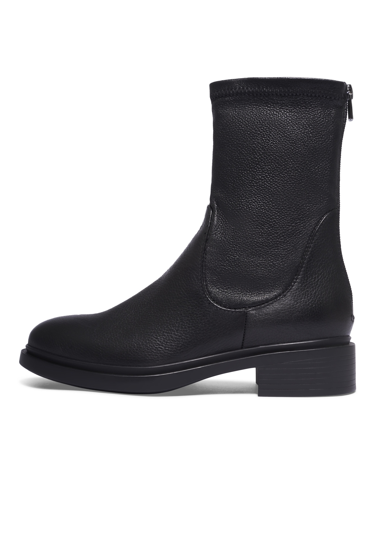Black leather women's ankle boots BUTYD-1296-99(Z26), side view of the product on a white background.