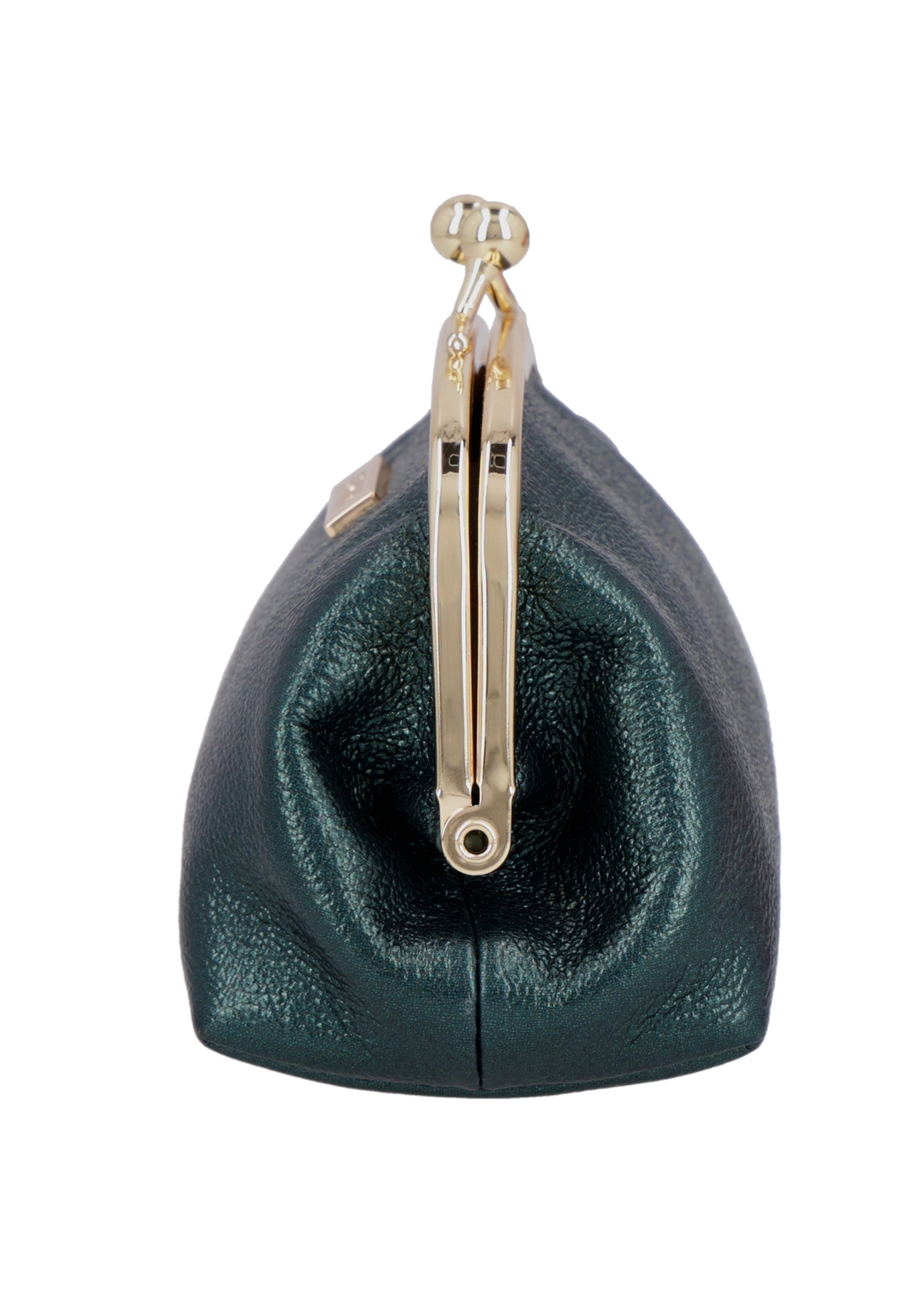 Green women's leather coin purse PORES-1031-8C(Z26), side view on a white background.