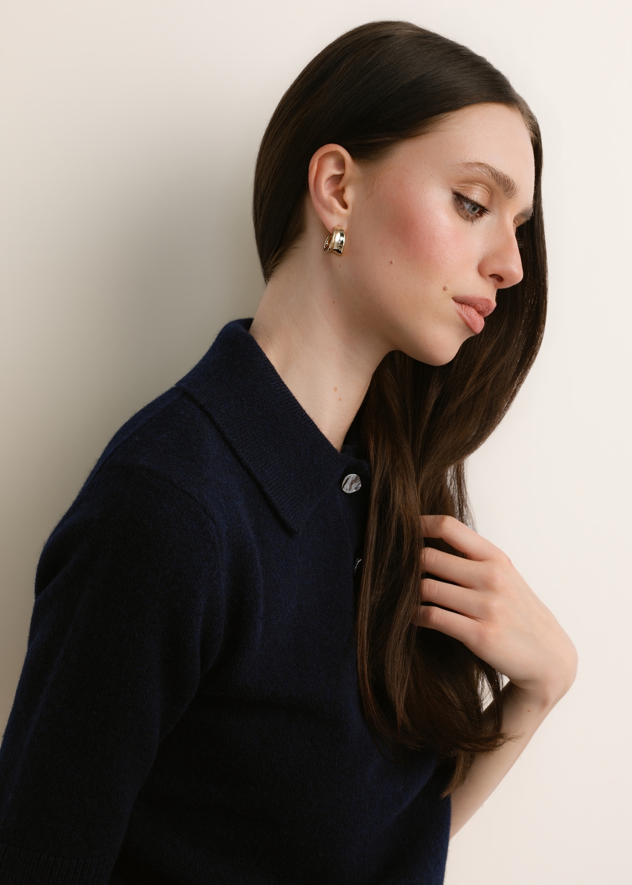 Gold-plated women's earrings KOLDB-0001-2X(Z26), product shown on a model.