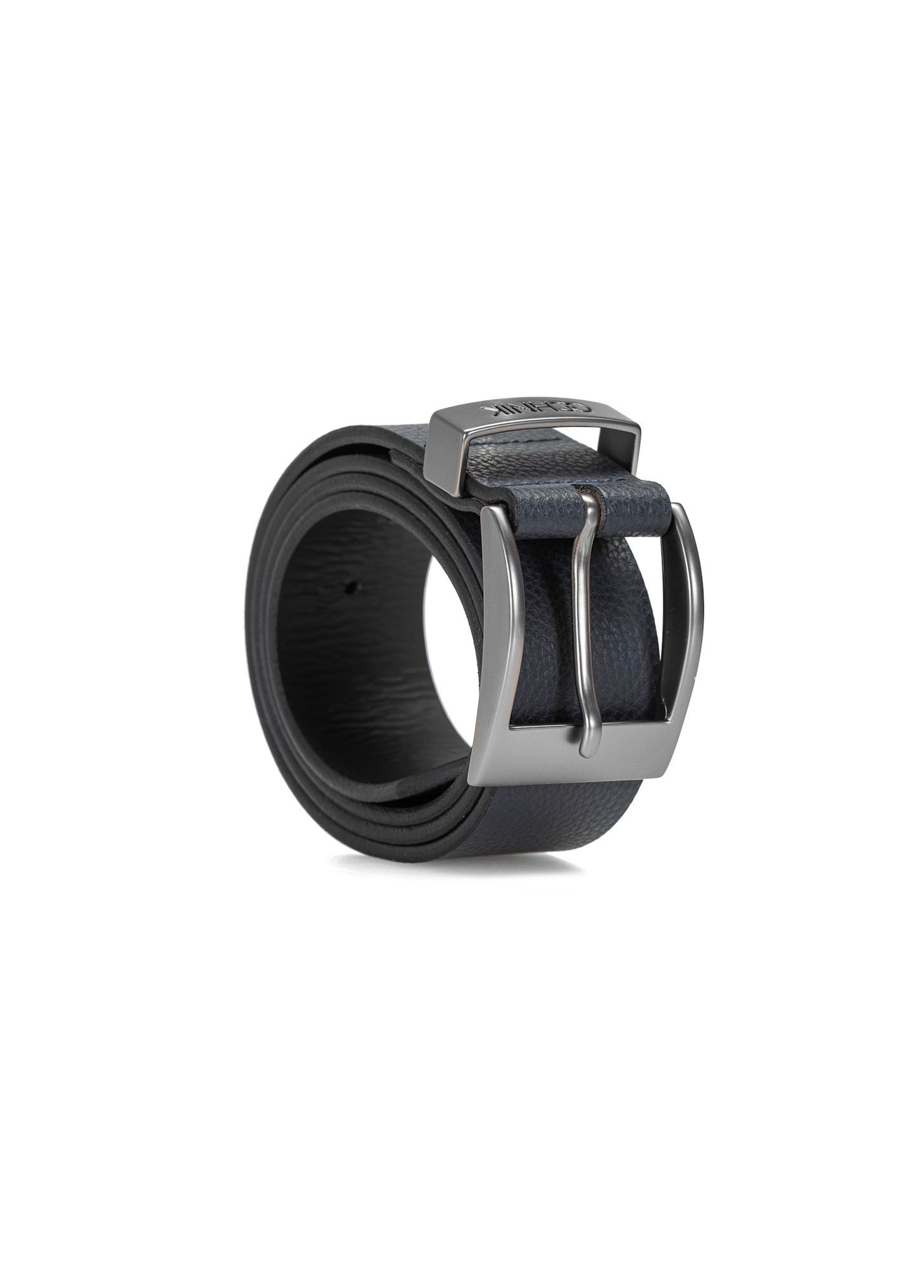 Navy blue leather men's belt PASMS-0127E-69(W25)-02