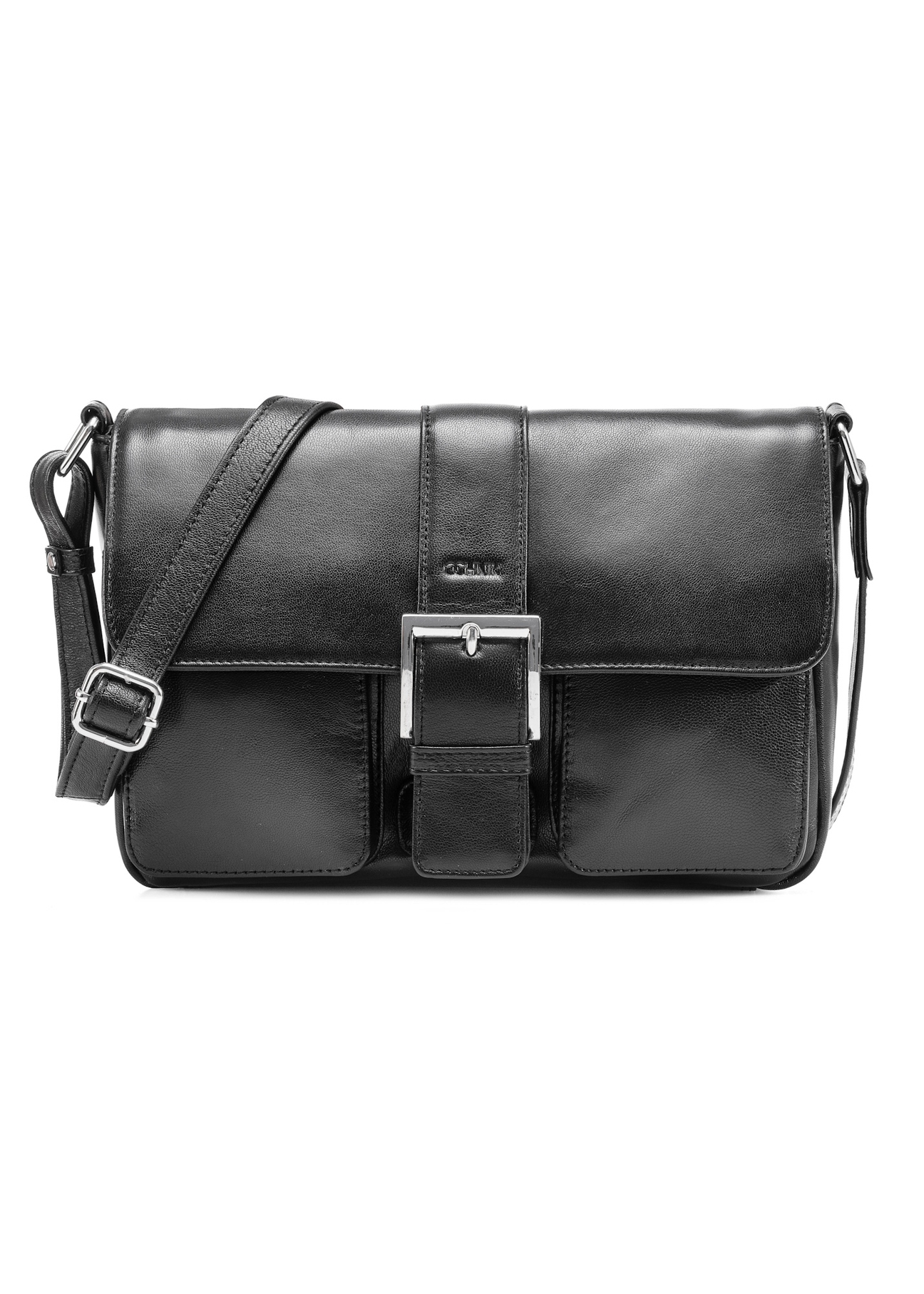 Women's leather handbag with buckle TORES-1160-99(Z25), front product view on white background.