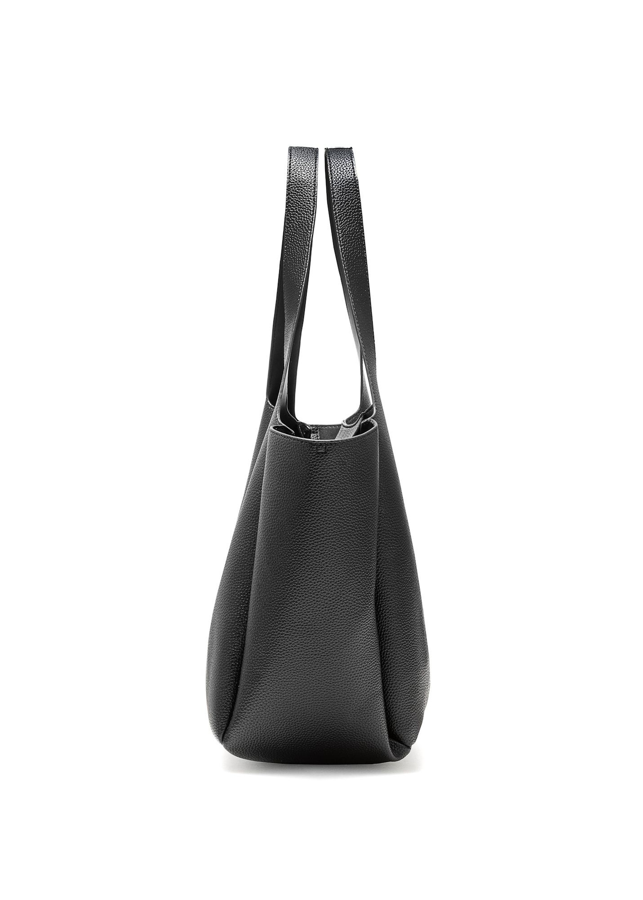 Black classic women's shopper bag TOREC-1060-9I(Z26), side view of the product on a white background.