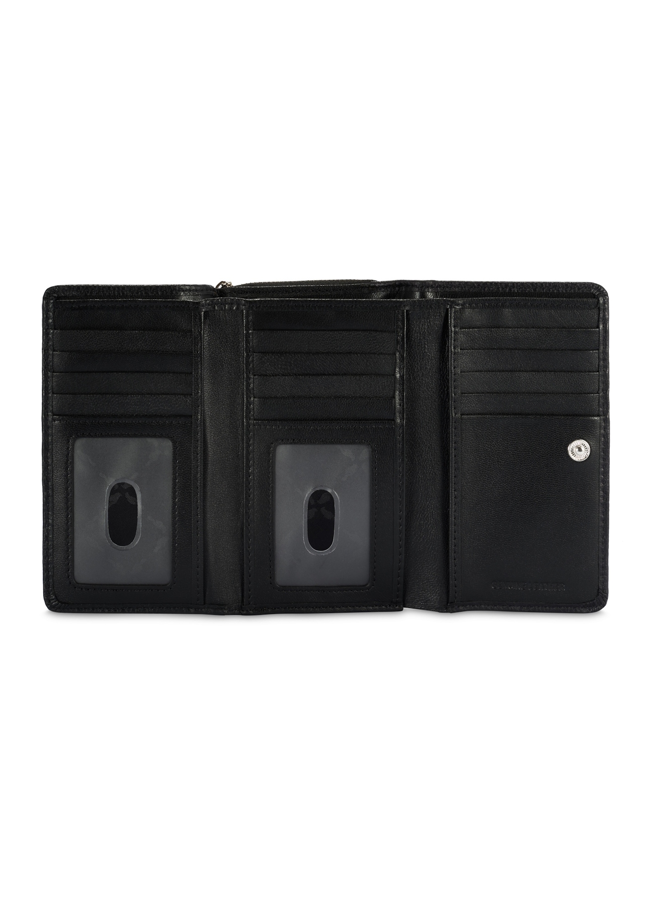 Large black leather women's wallet PORES-0801R-98(Z25), product view inside on white background.