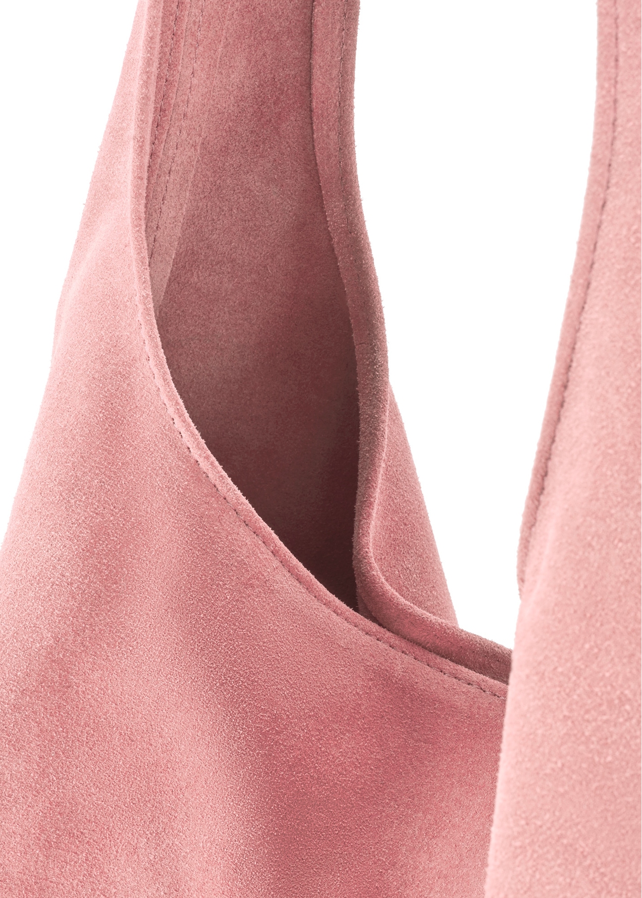 Pink suede women's shopper bag TORES-1177-5B(W26), close-up of the product detail on a white background.