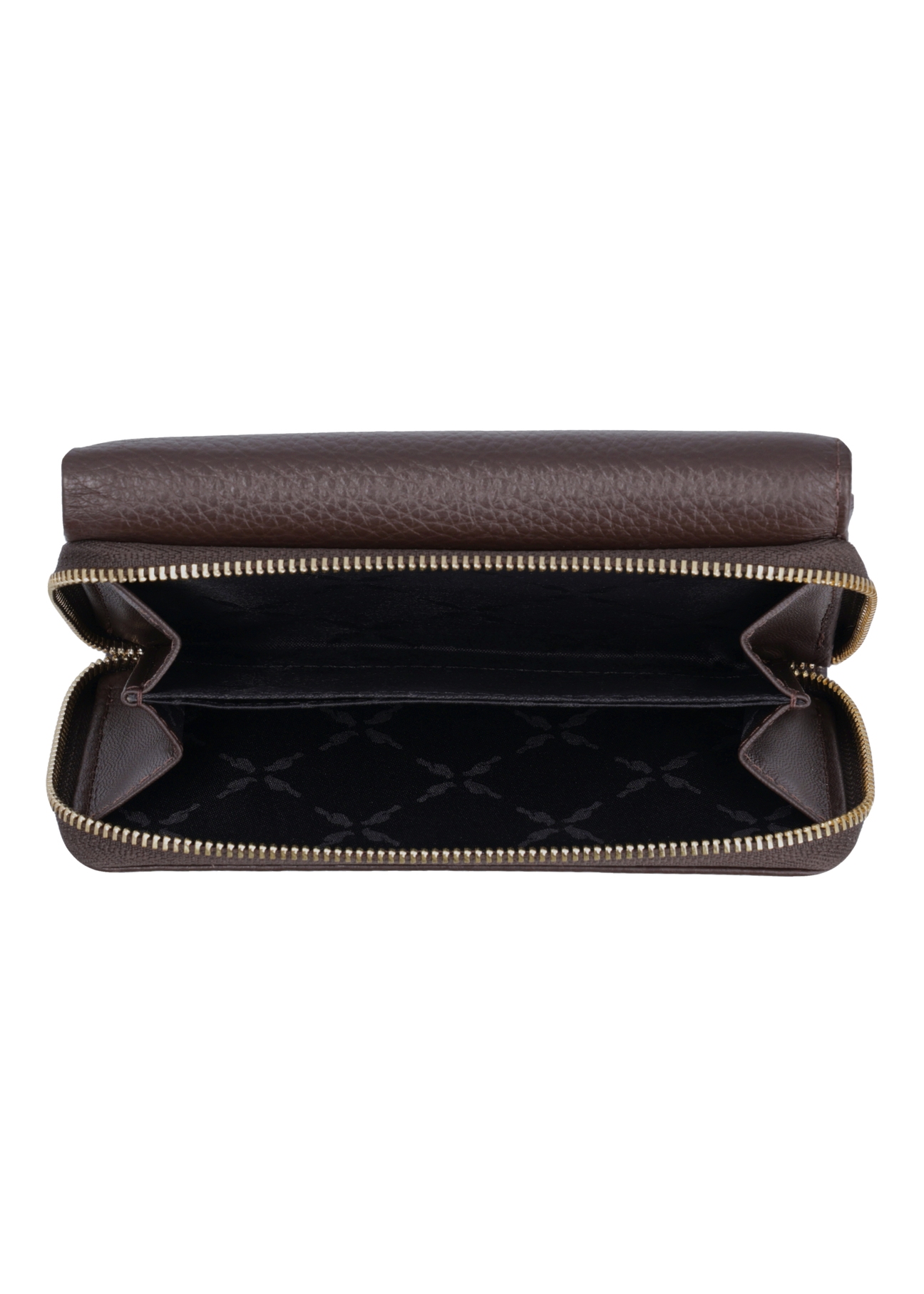Large dark brown leather women's wallet PORES-0801R-1I(Z26), product view inside on white background.
