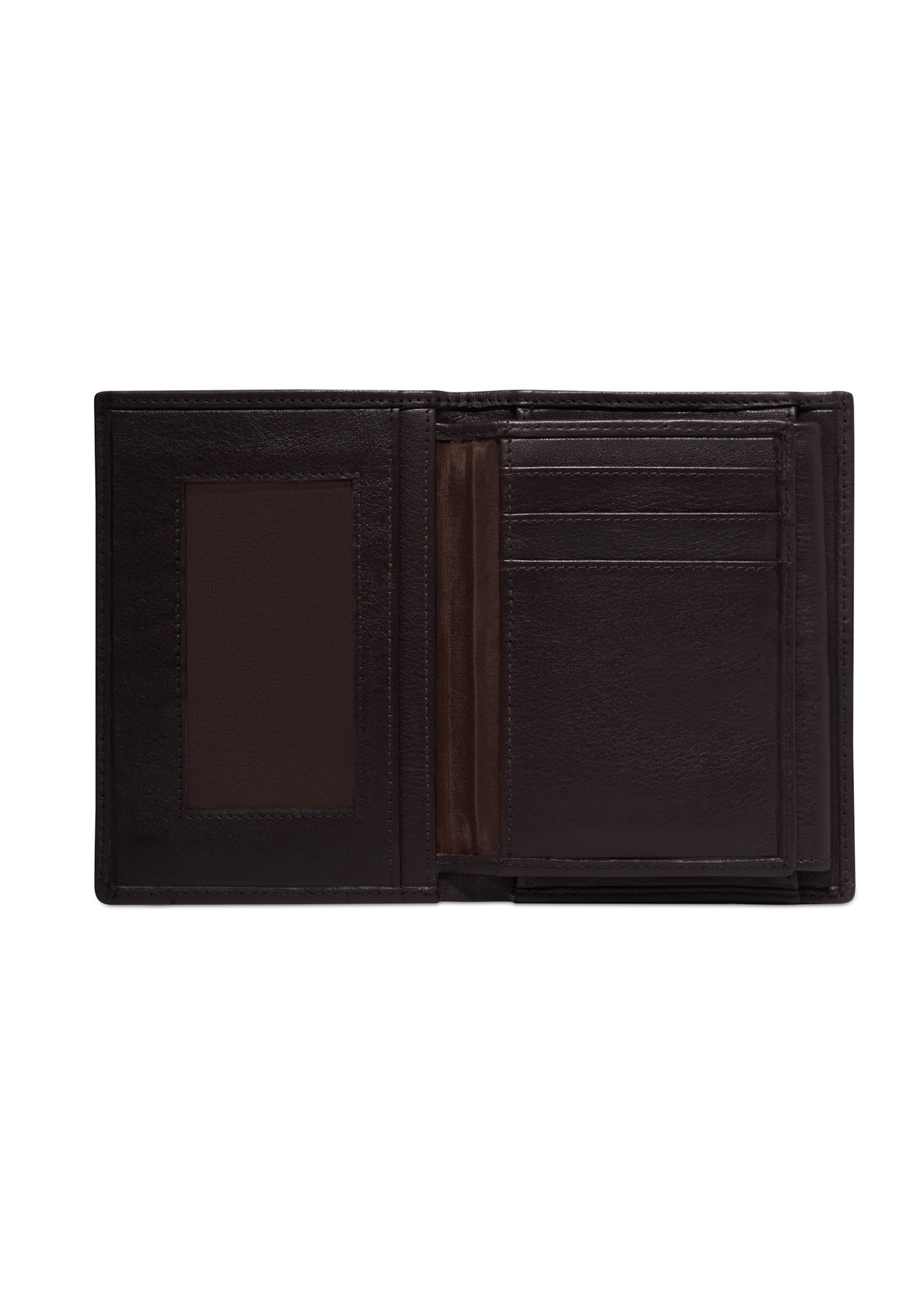 Men's brown leather wallet PORMS-0711-1H(Z26), product view inside on white background.