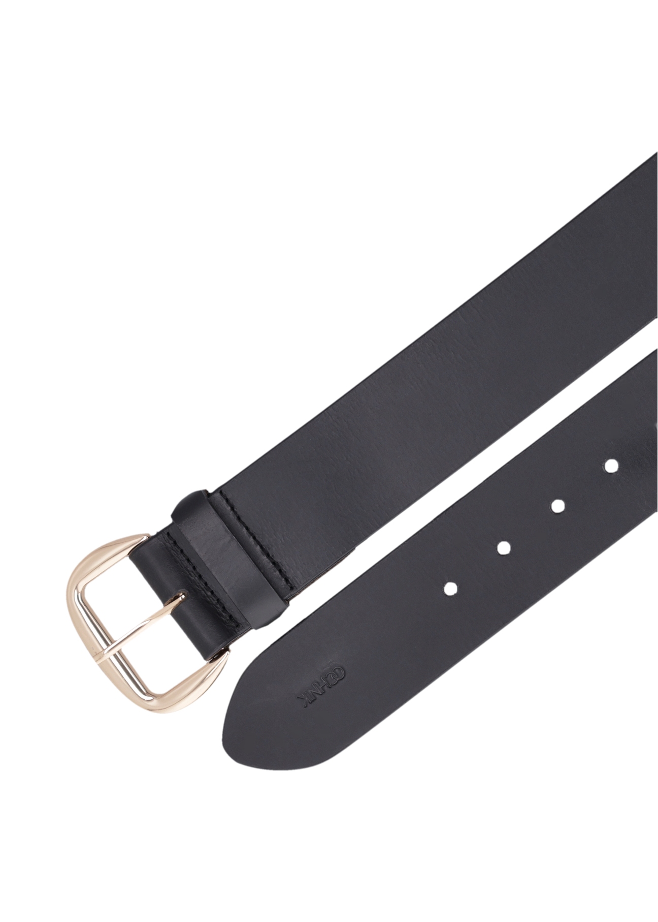Black wide leather women's belt PASDS-0349-99(Z26), top view of the product on a white background.