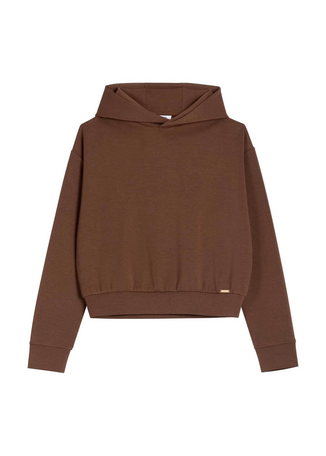 Brown women's hooded sweatshirt BLZDT-0118-1H(Z26) - front product view, on white background.