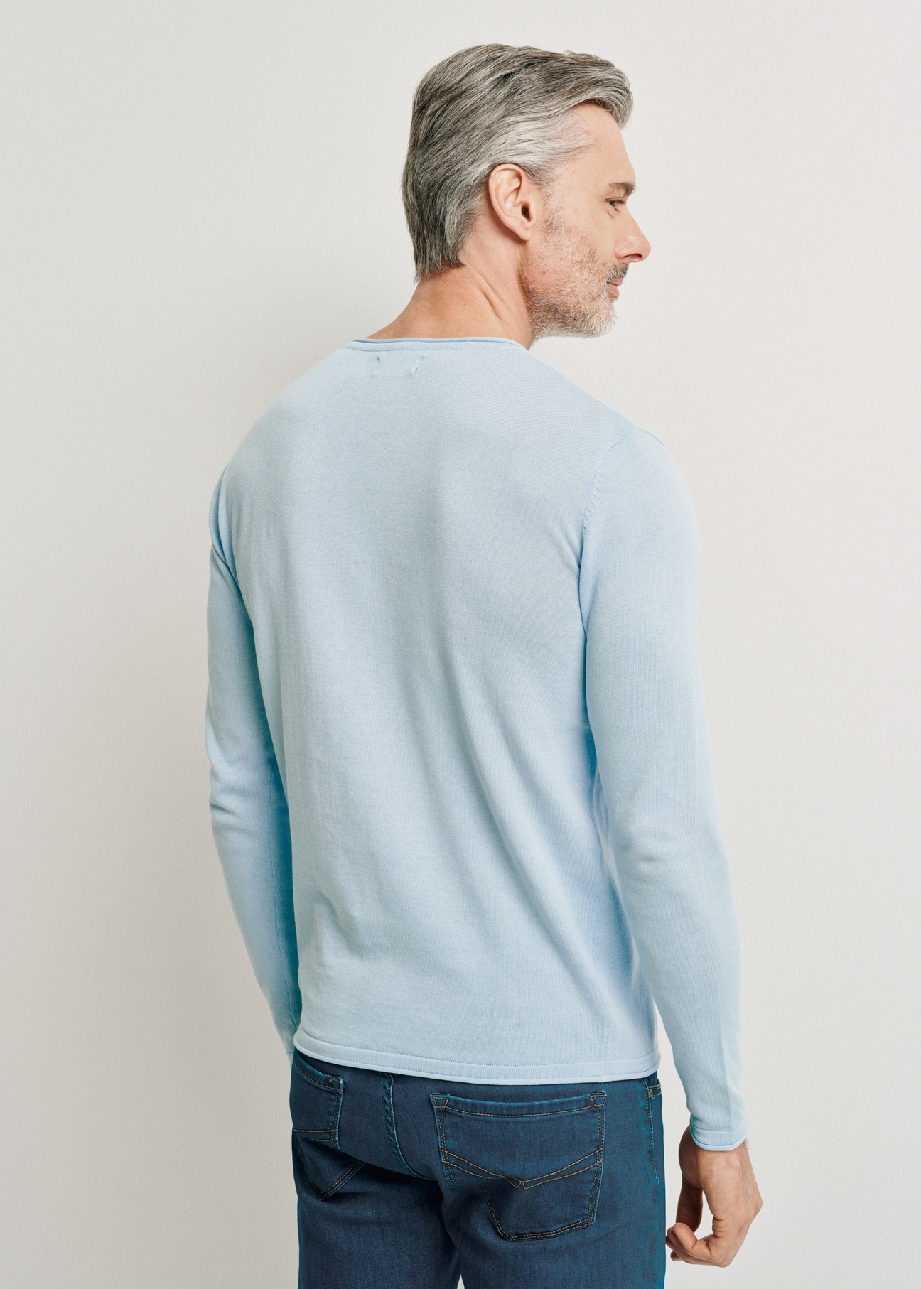 Blue cotton men's sweater SWEMT-0100-62(W24)-03