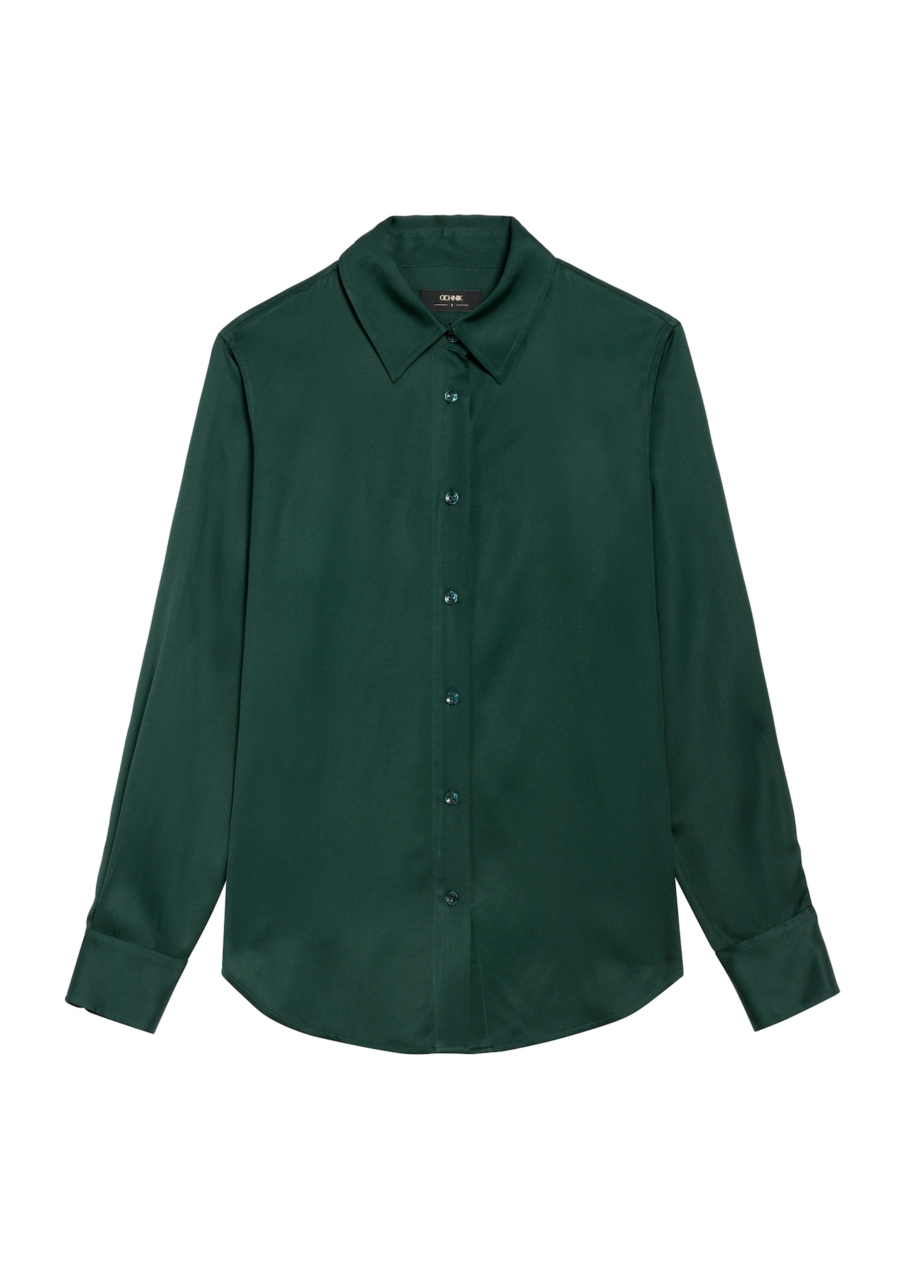 Dark green women's shirt KOSDT-0172-54(Z25), front product view on white background.