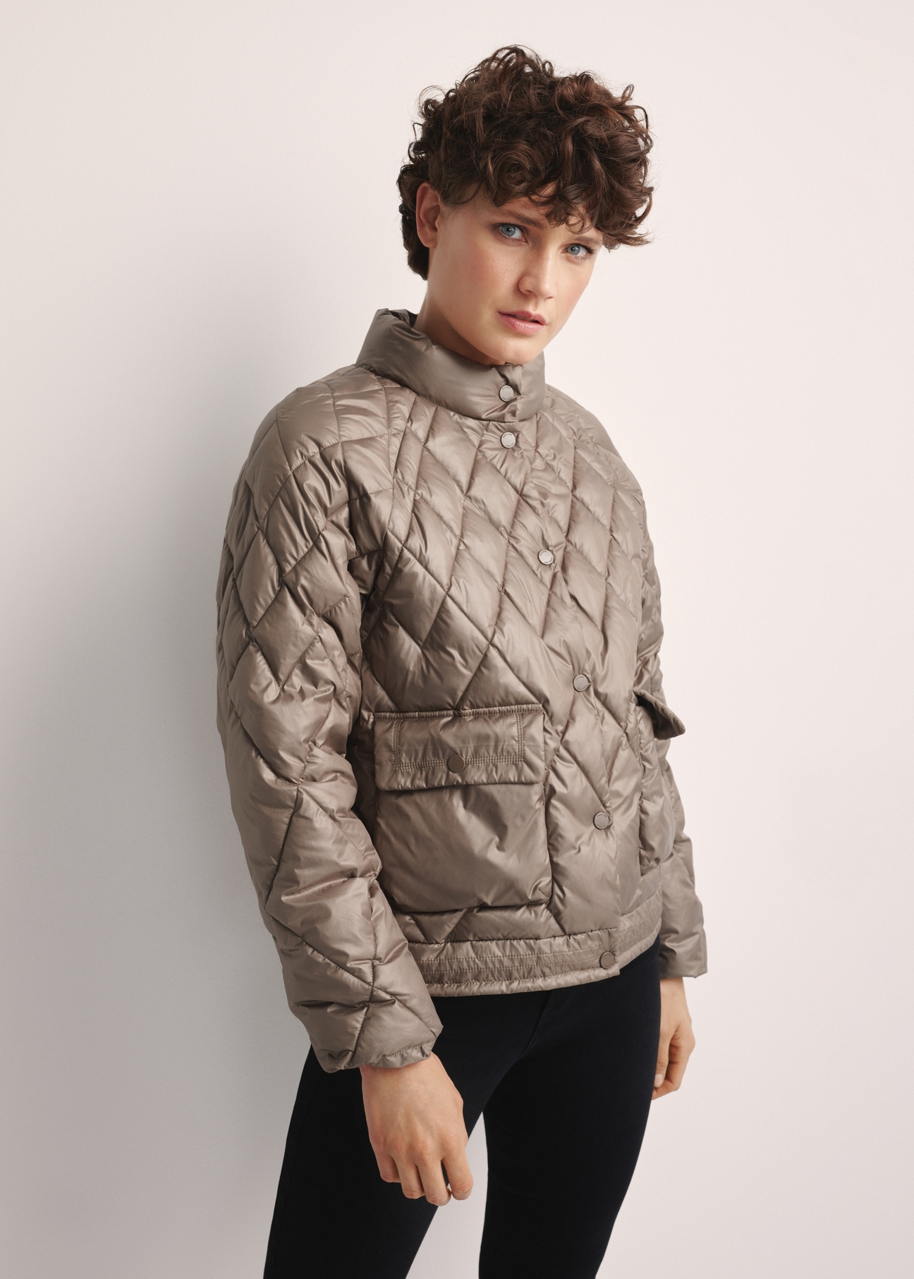 Olive quilted women's jacket KURDT-0597-57(Z25)