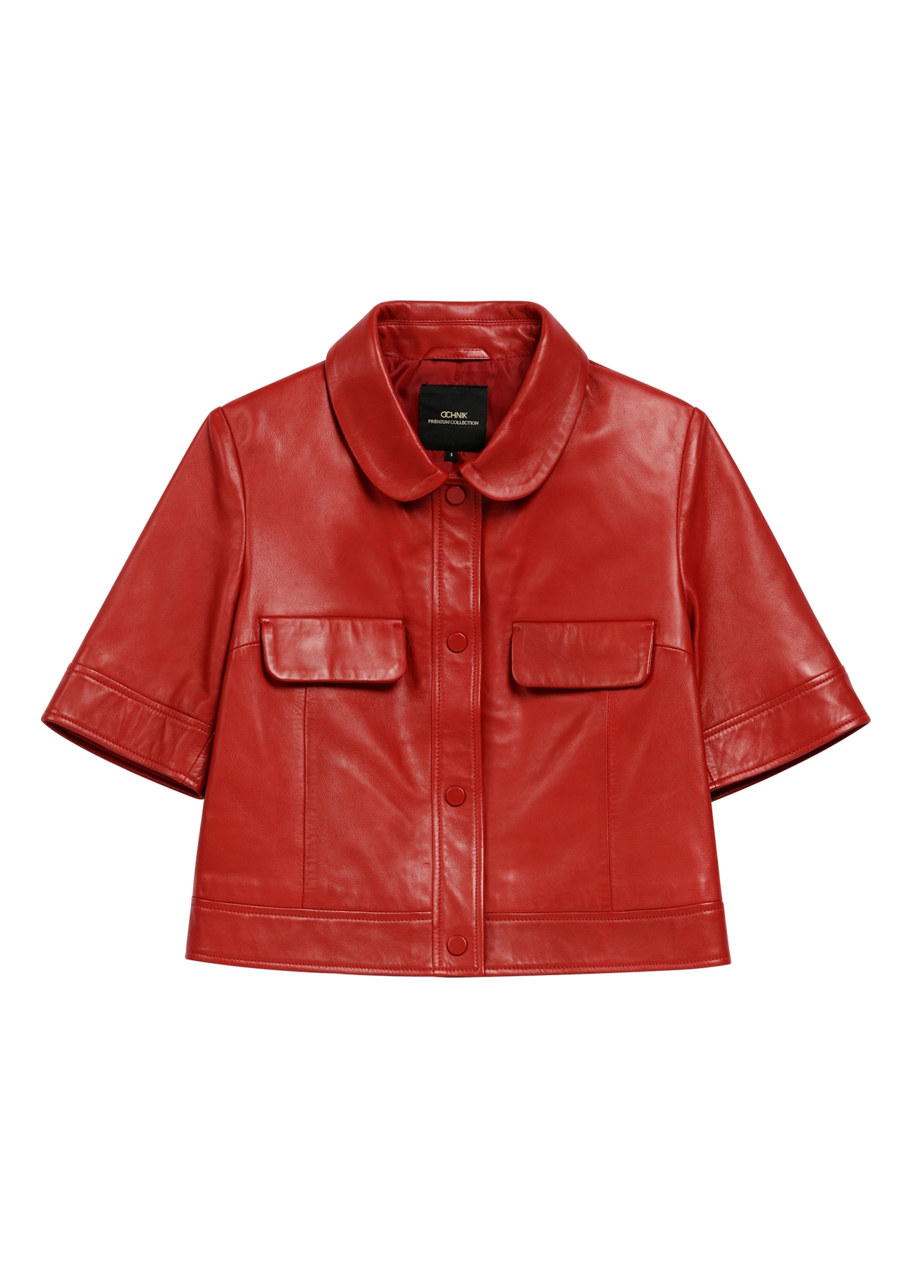 Red leather women's shirt KOSDS-0007-4B(W26)