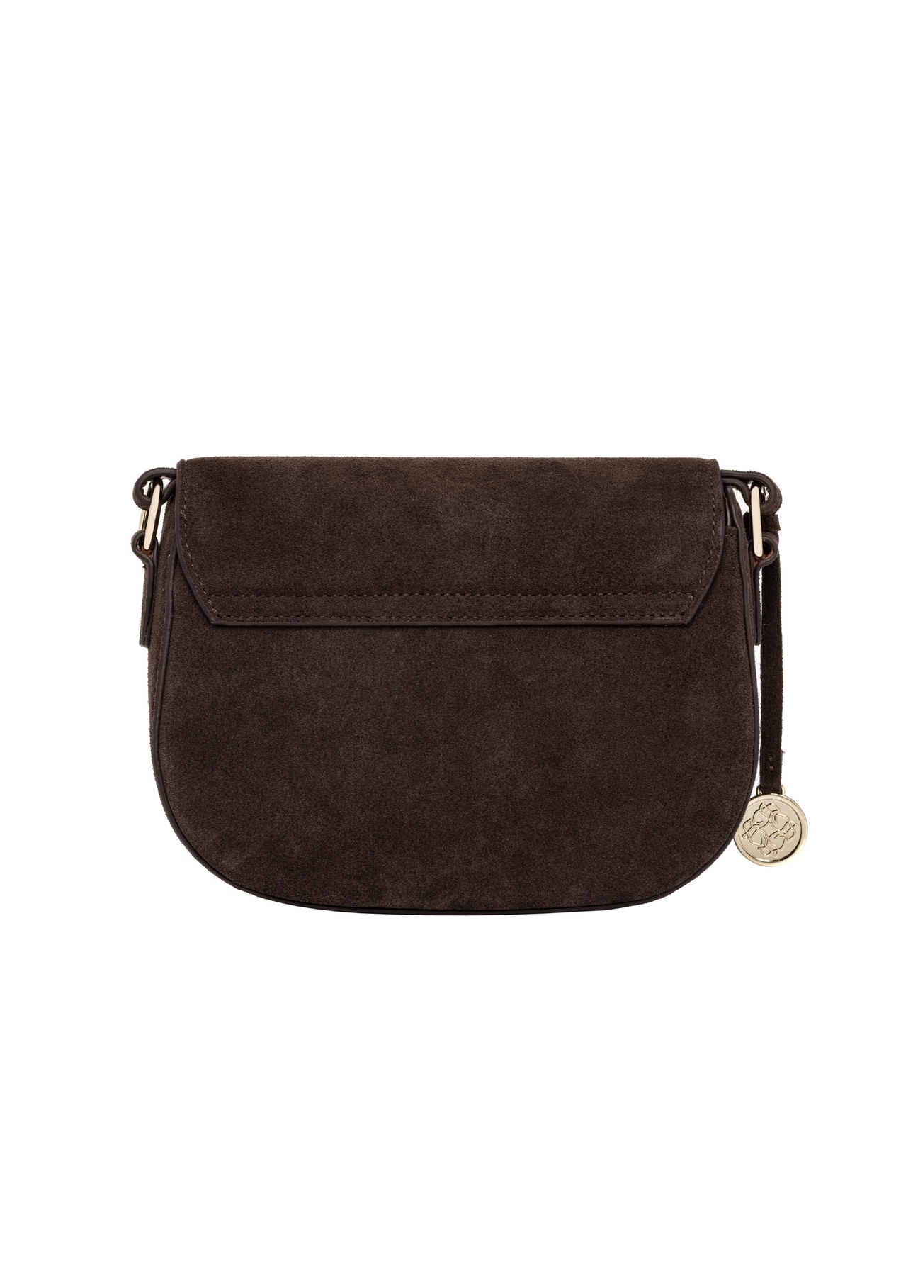 Brown suede small women's handbag TORES-1405-1I(Z26). Back view on white background.