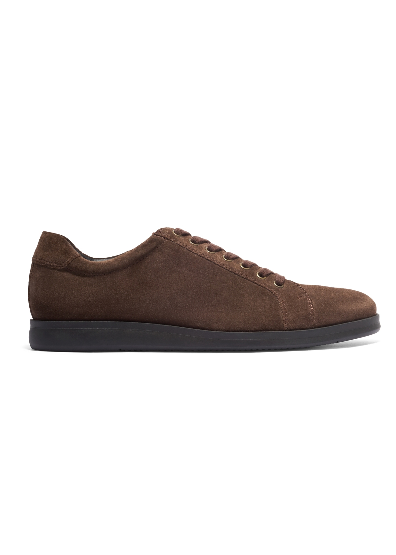 Dark brown suede men's shoes BUTYM-0513-1I(Z26), side view of the product on a white background.