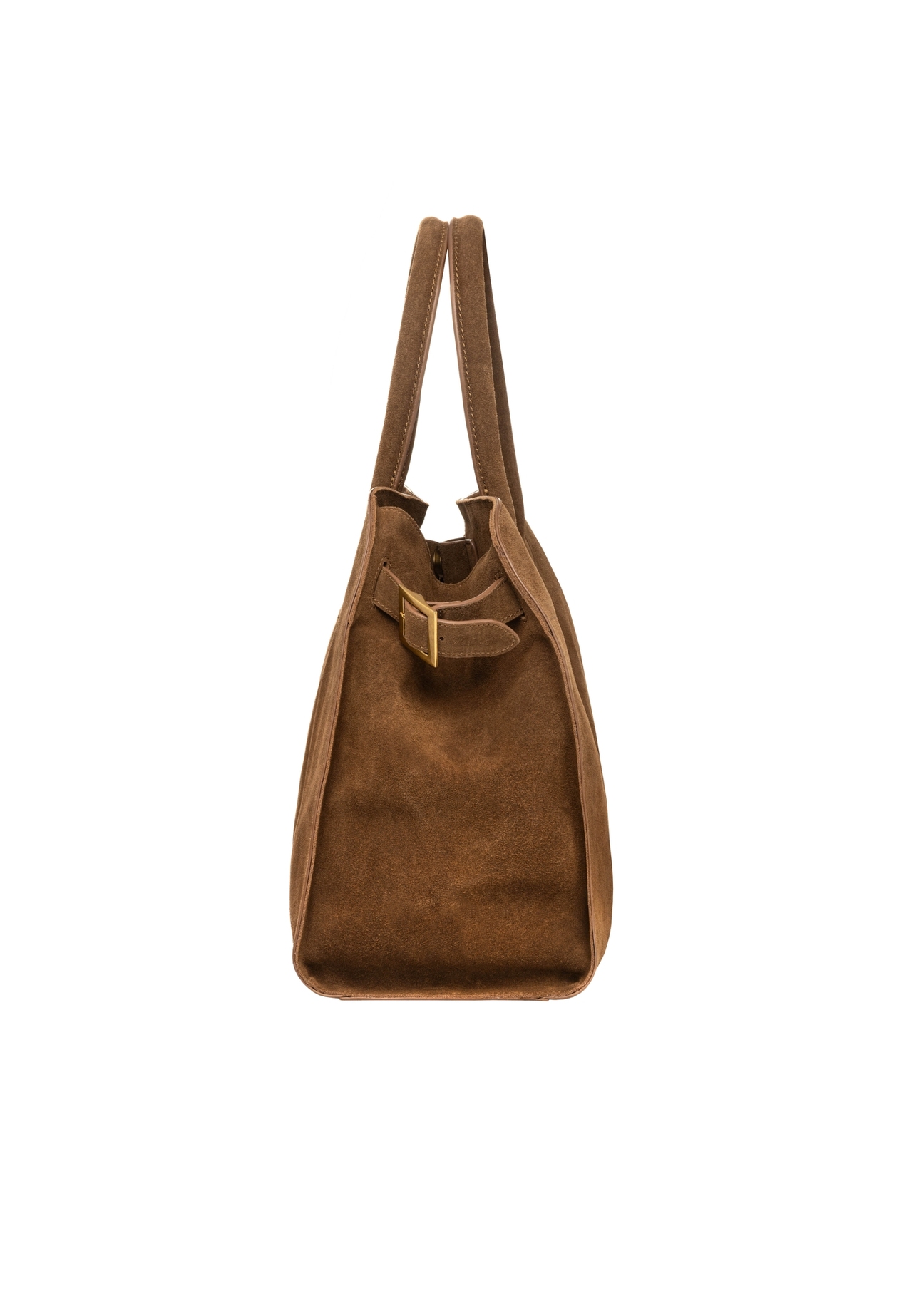Cognac leather women's shopper bag TORES-1412-1F(Z26). Side view on a white background.