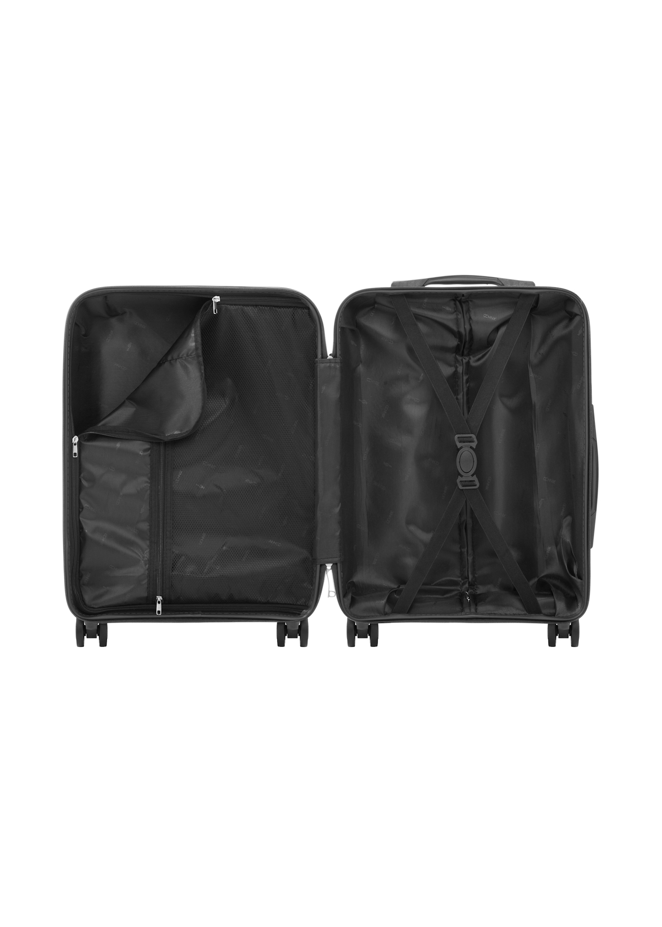 Small suitcase on wheels WALPP-0025-99-19(W26), product view from the inside on a white background.