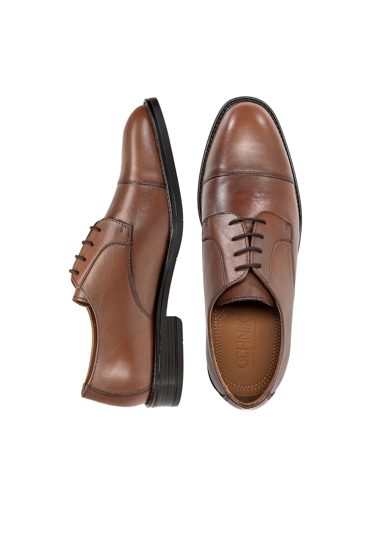 Brown leather men's shoes BUTYM-0500-87(W25)-06