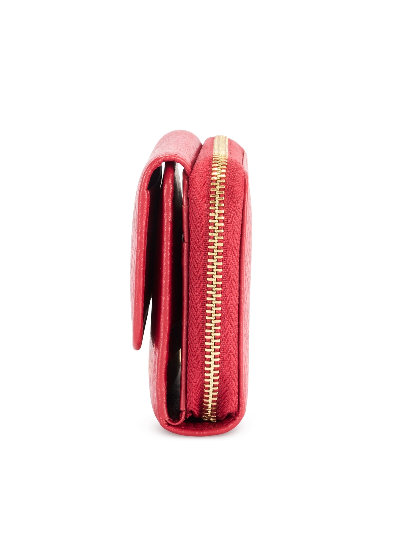 Red women's leather wallet PORES-0818RFID-42(Z25), product view from the side on a white background.