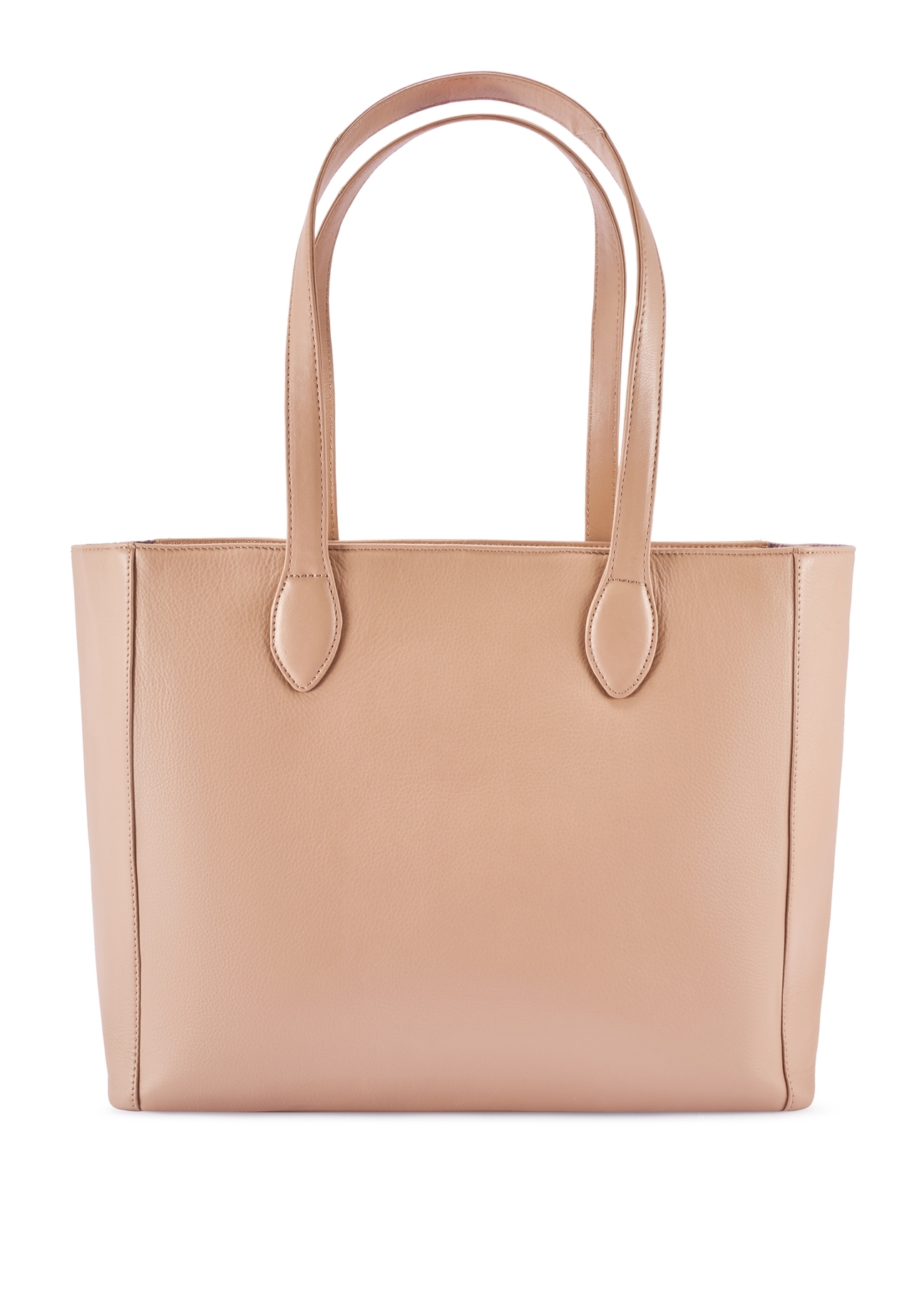 Beige leather women's shopper bag TORES-0971F-1B(W26)