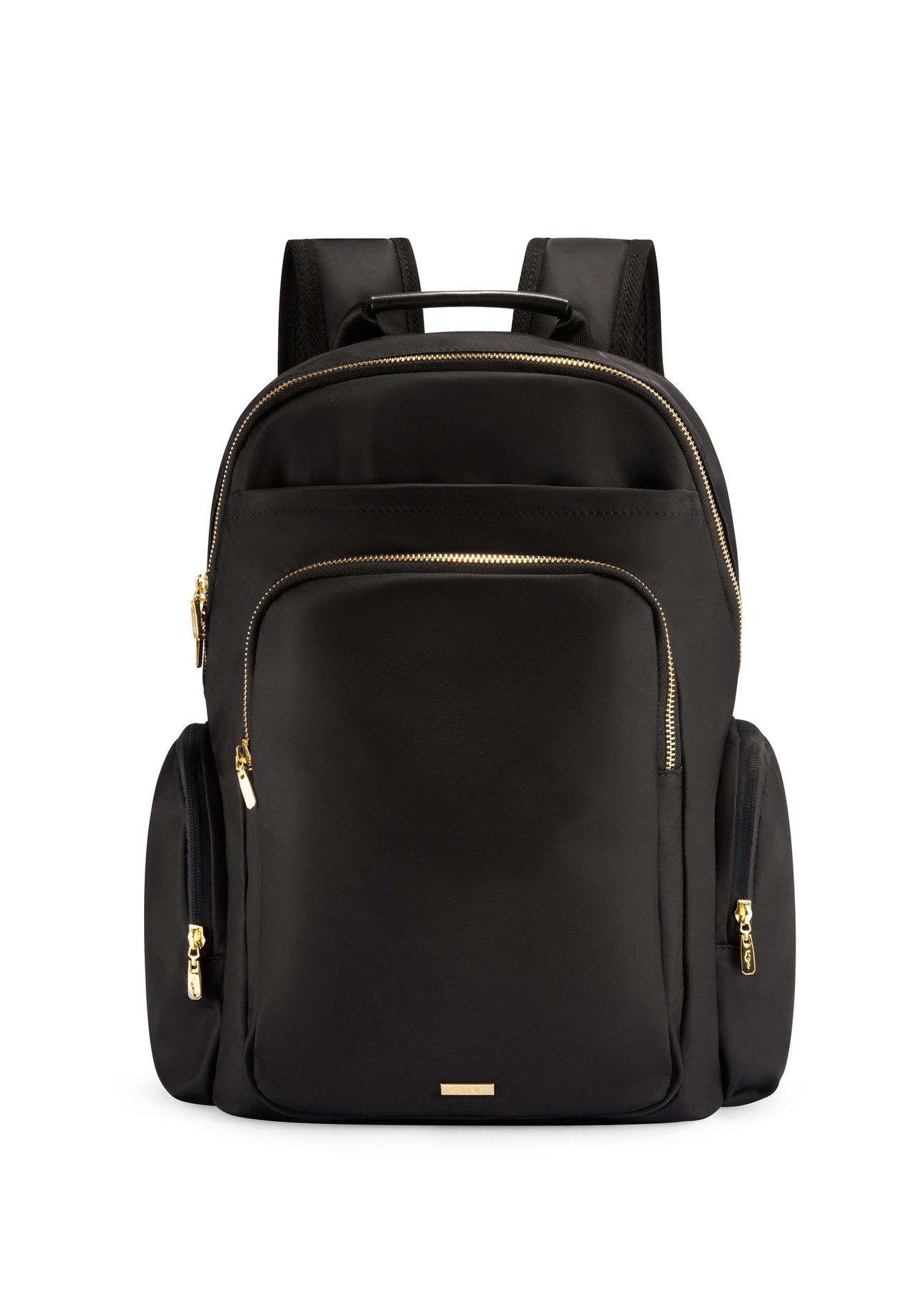 Black large women's backpack TOREN-0321-99(Z25), product view from the front on a white background.