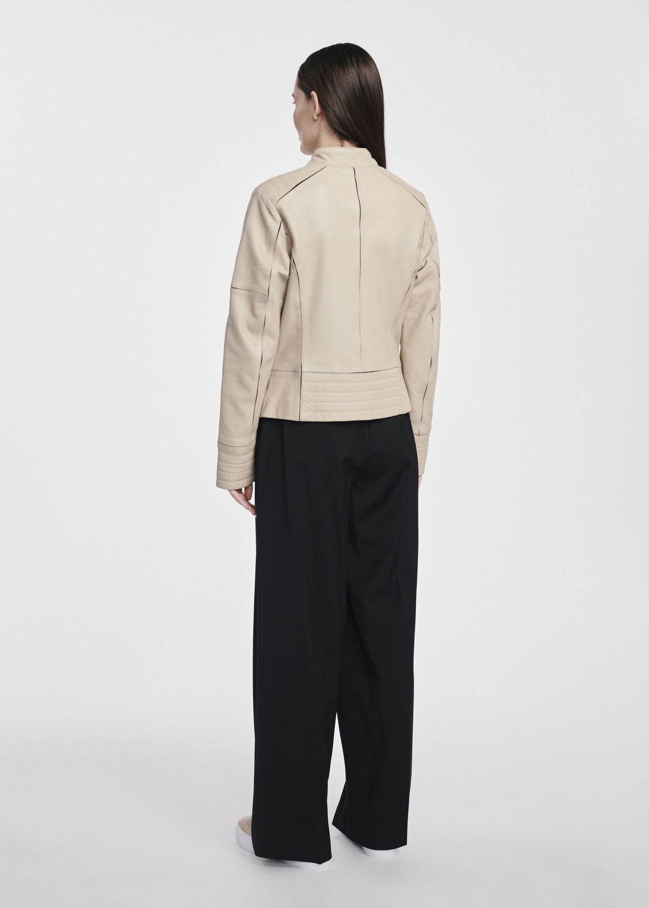Beige leather biker jacket for women KURDS-0528-2841(W25)-06