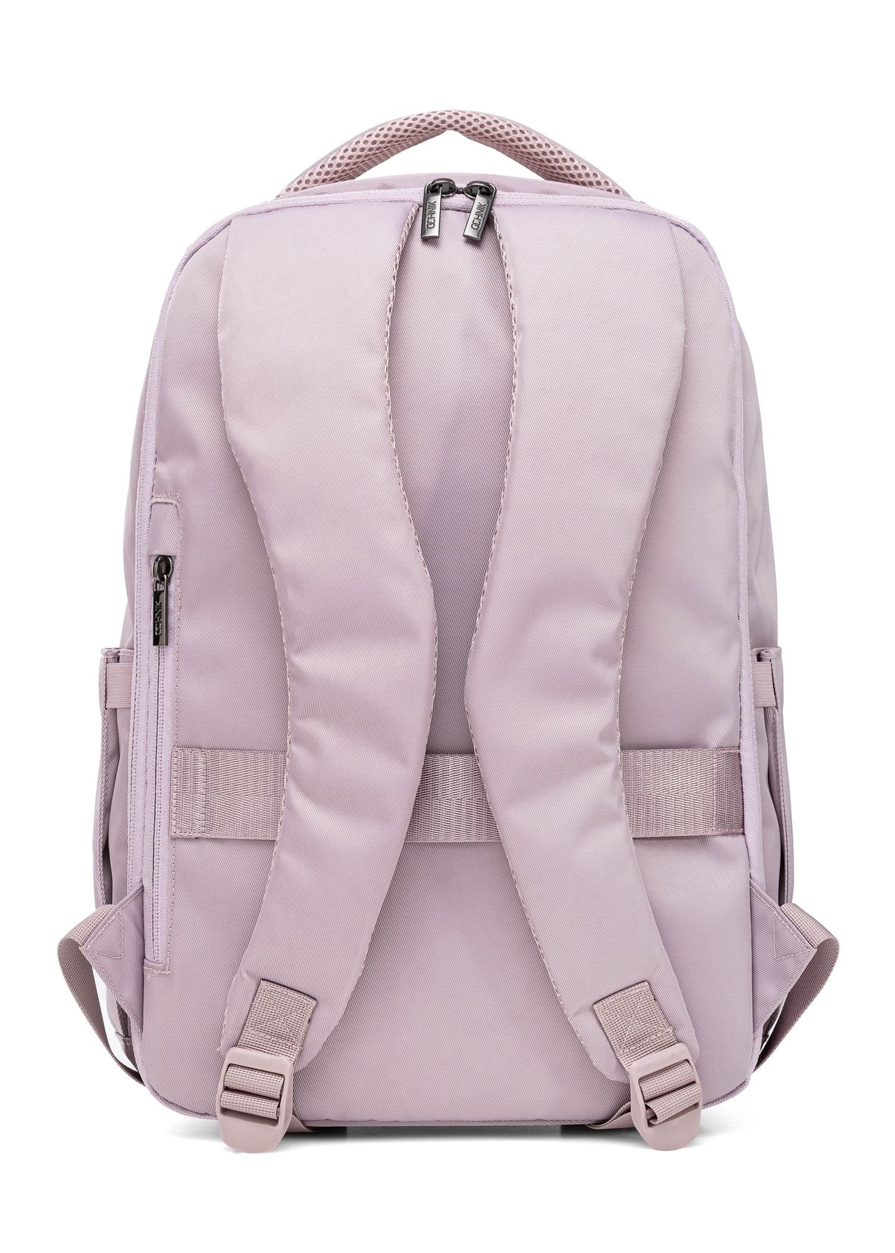 Pink backpack PLCMN-0014A-31(Z25), product view from the back on white background.