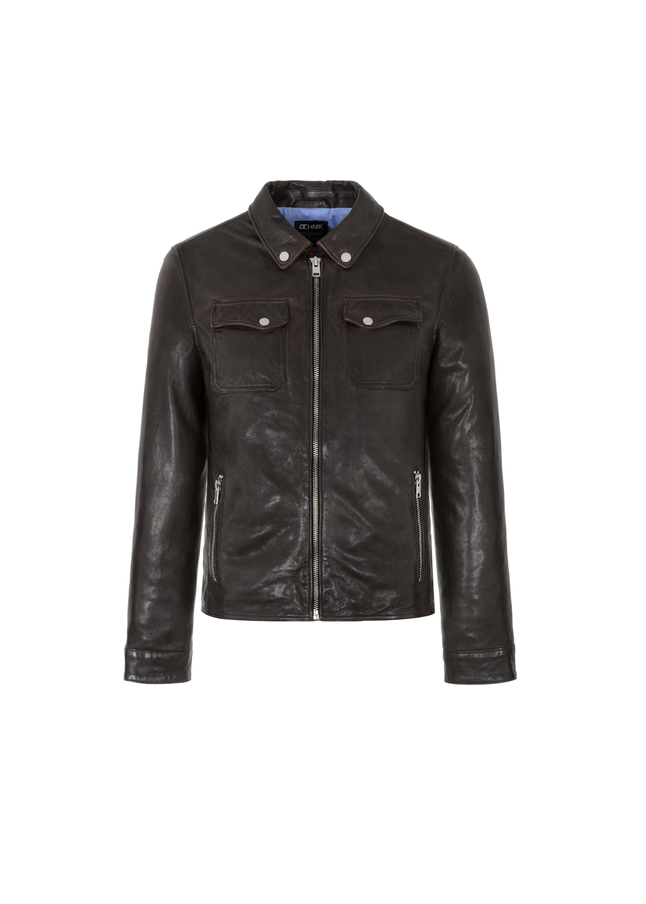 Dark brown leather jacket for men KURMS-0260-1219(W23)-03