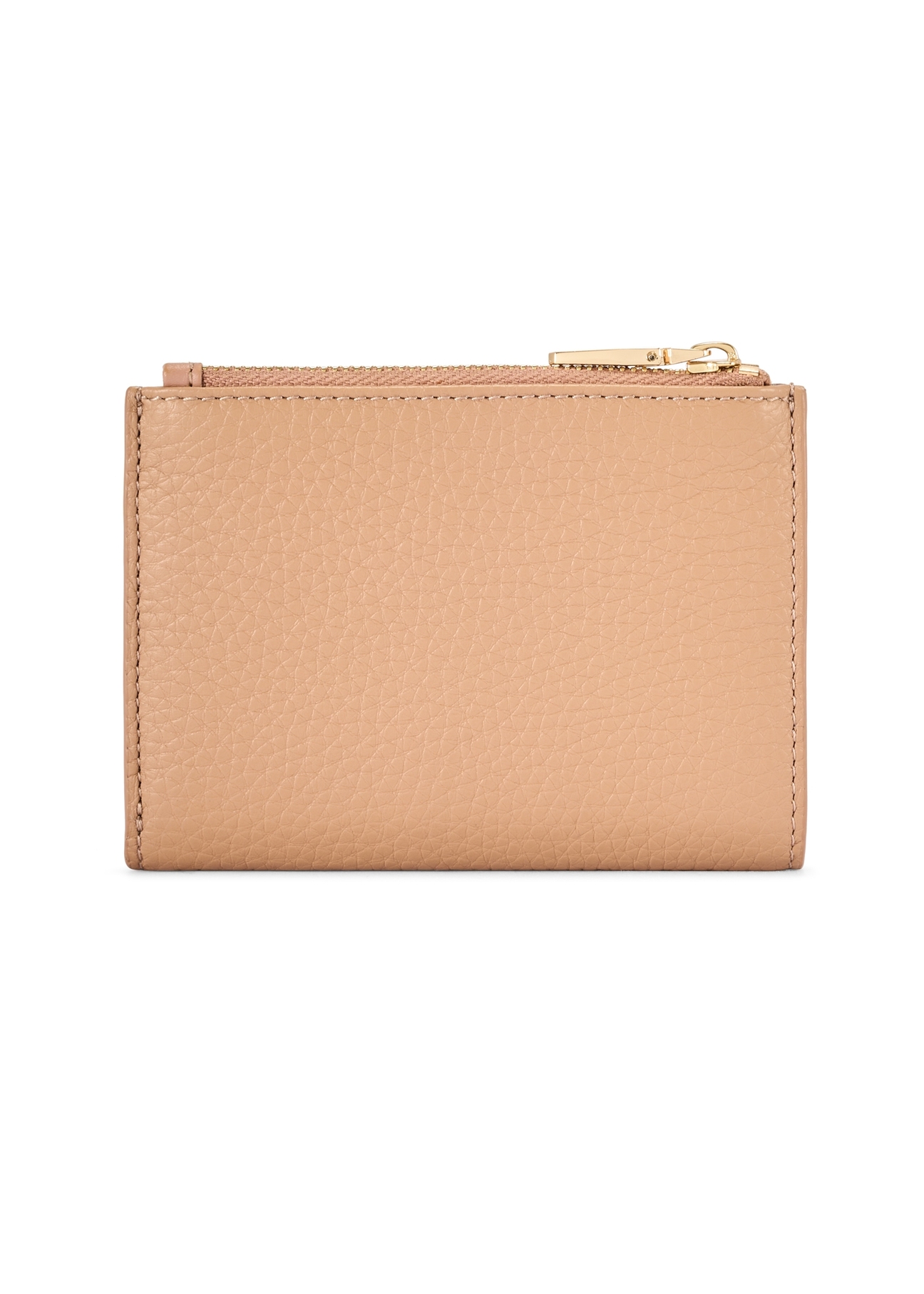 Women's leather wallet in dirty pink color PORES-0984-5D(W26), product view from the back on a white background.