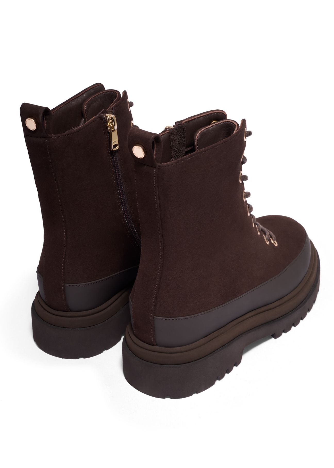 Women's leather ankle boots BUTYD-1342-1I(Z26), back view of the product on a white background.