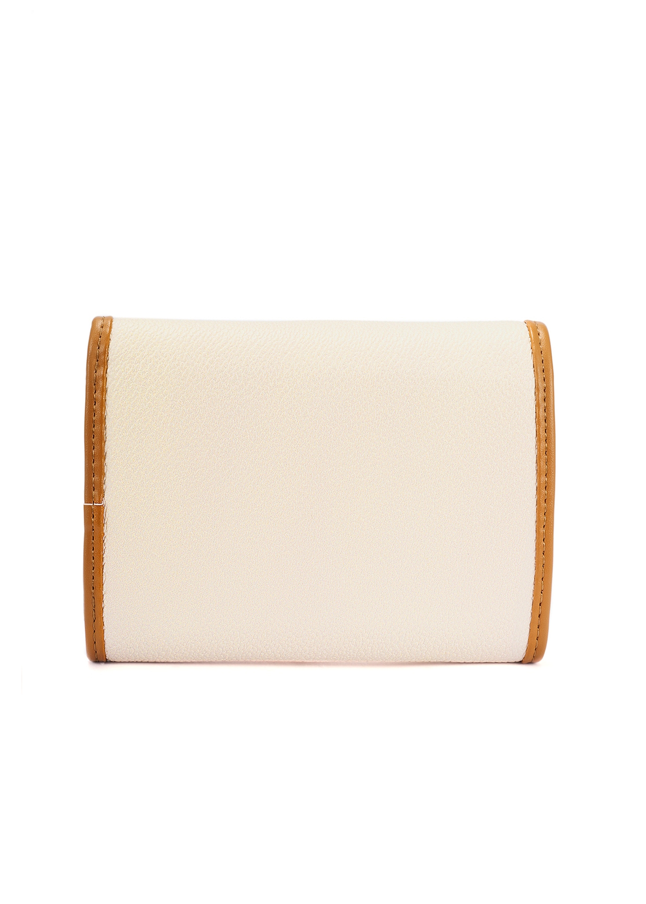 Cream small women's wallet POREC-0409-12(W25), back view of the product on a white background.