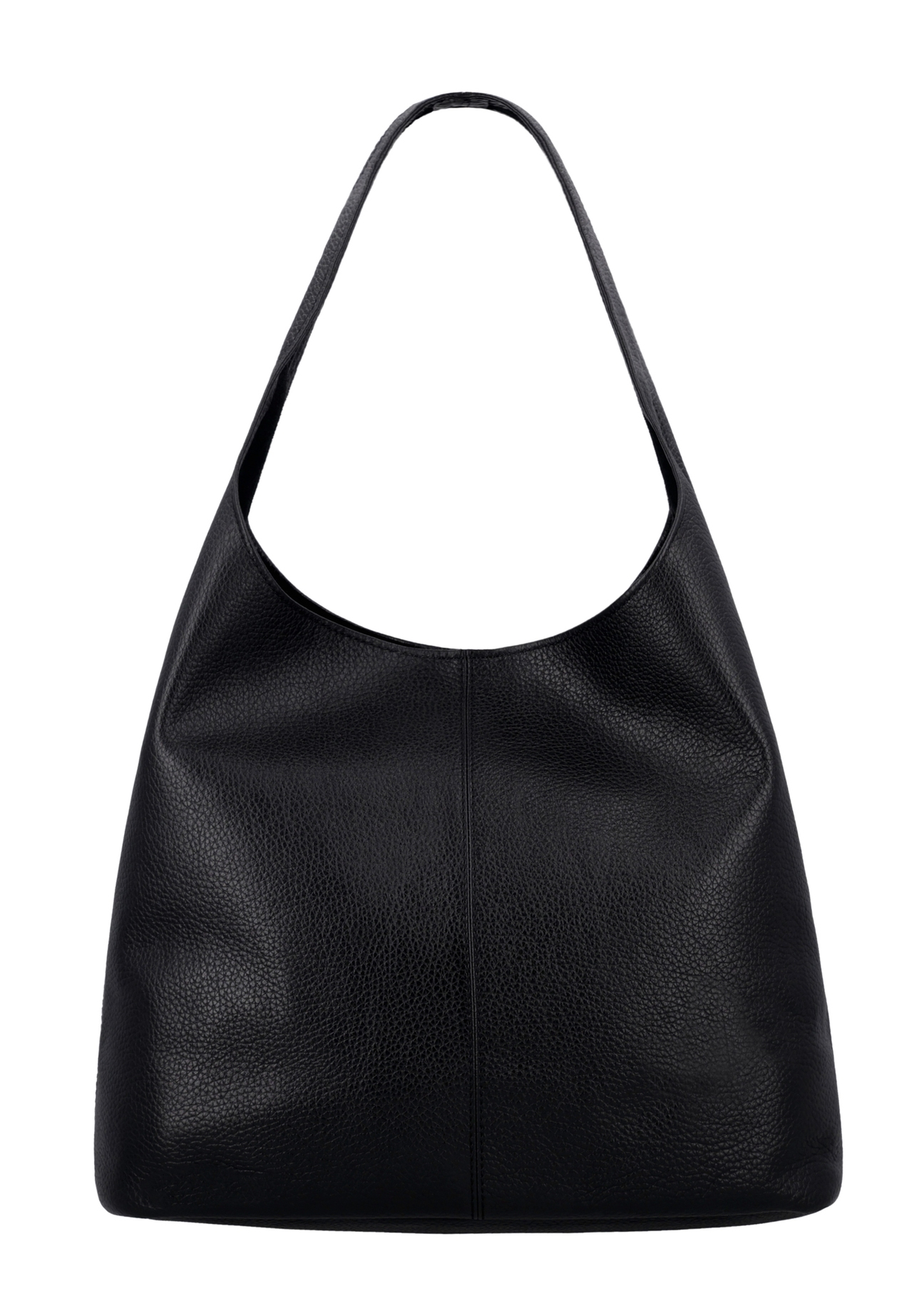 Black leather shopper bag TORES-1372-9I(Z26) – rear view of the product on a white background.