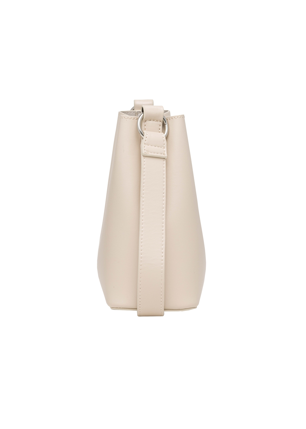Beige small women's handbag TOREC-1336-0B(Z26), product view from the side on a white background.