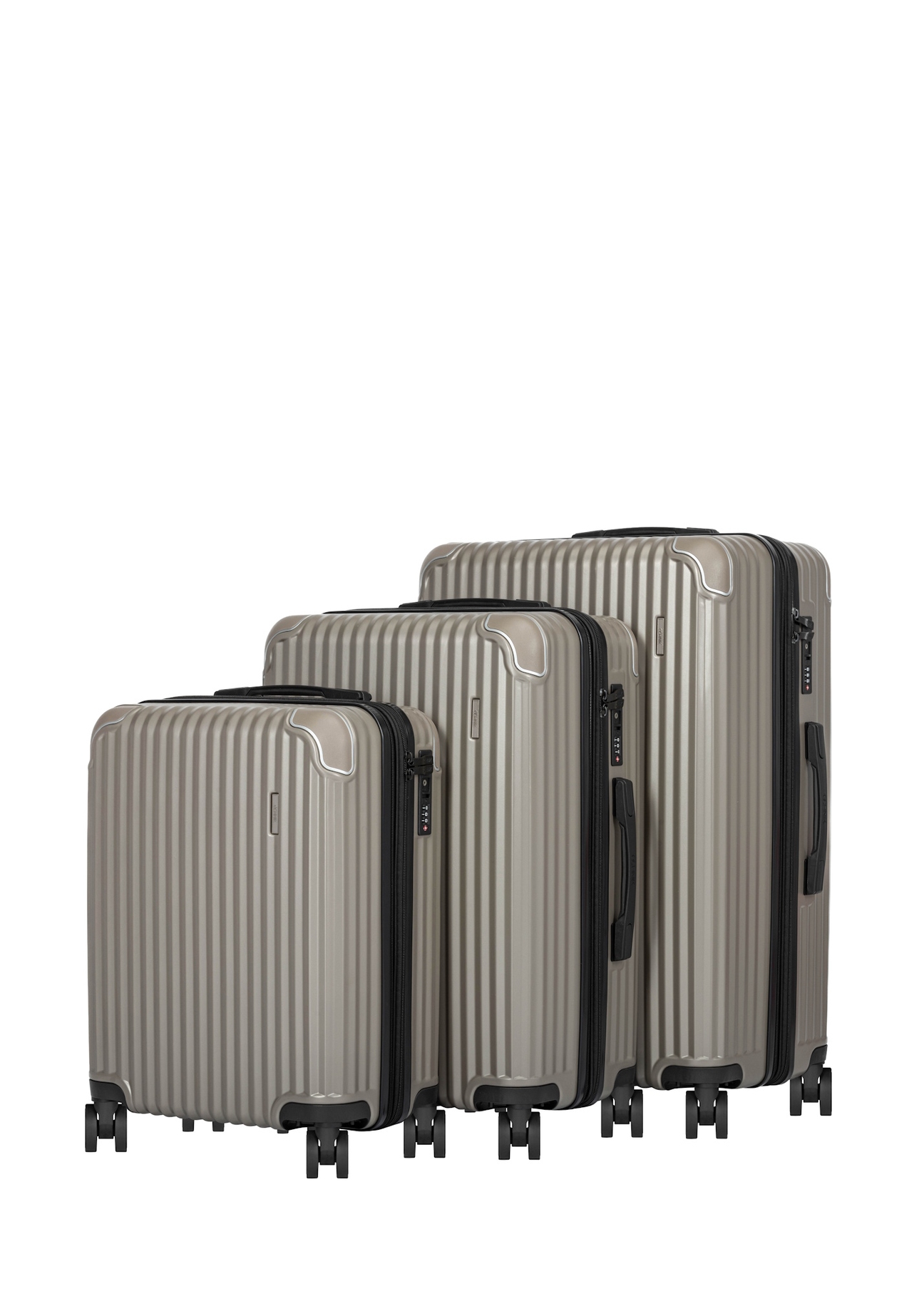 Set of hard suitcases on wheels 19"/24"/28" WALAB-0073-2X(W26), diagonal view of the products on a white background.