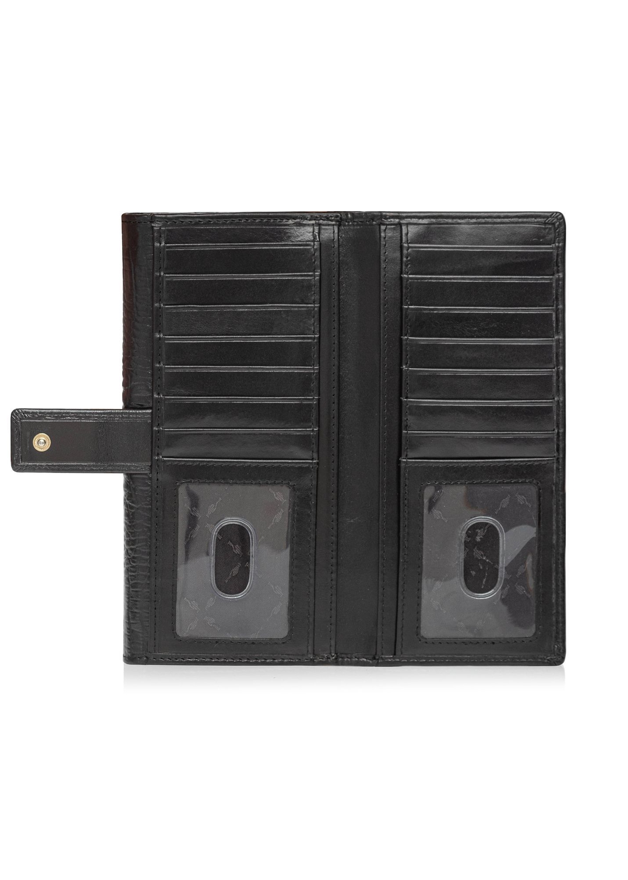 Women's leather black wallet PORES-0909-9G(Z26), product view inside on white background.