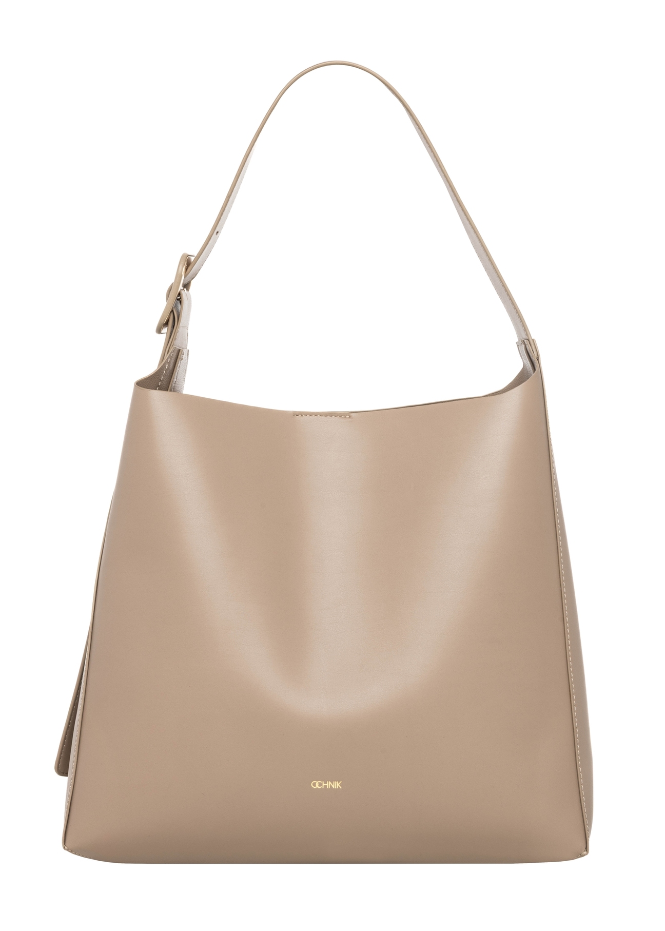 Large women's shoulder bag in cool beige color TOREC-1337-1K(Z26) - front product view, on a white background.