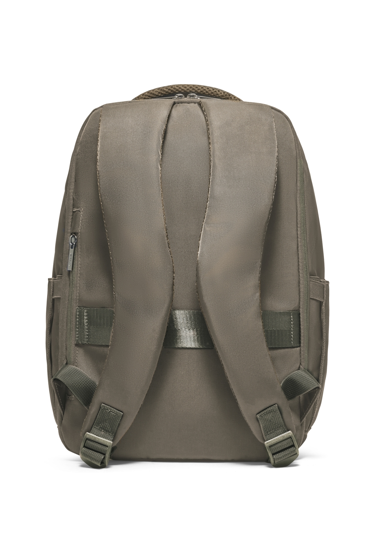 Khaki PLCMN-0014-8D(Z26) airplane backpack. Back view on white background.