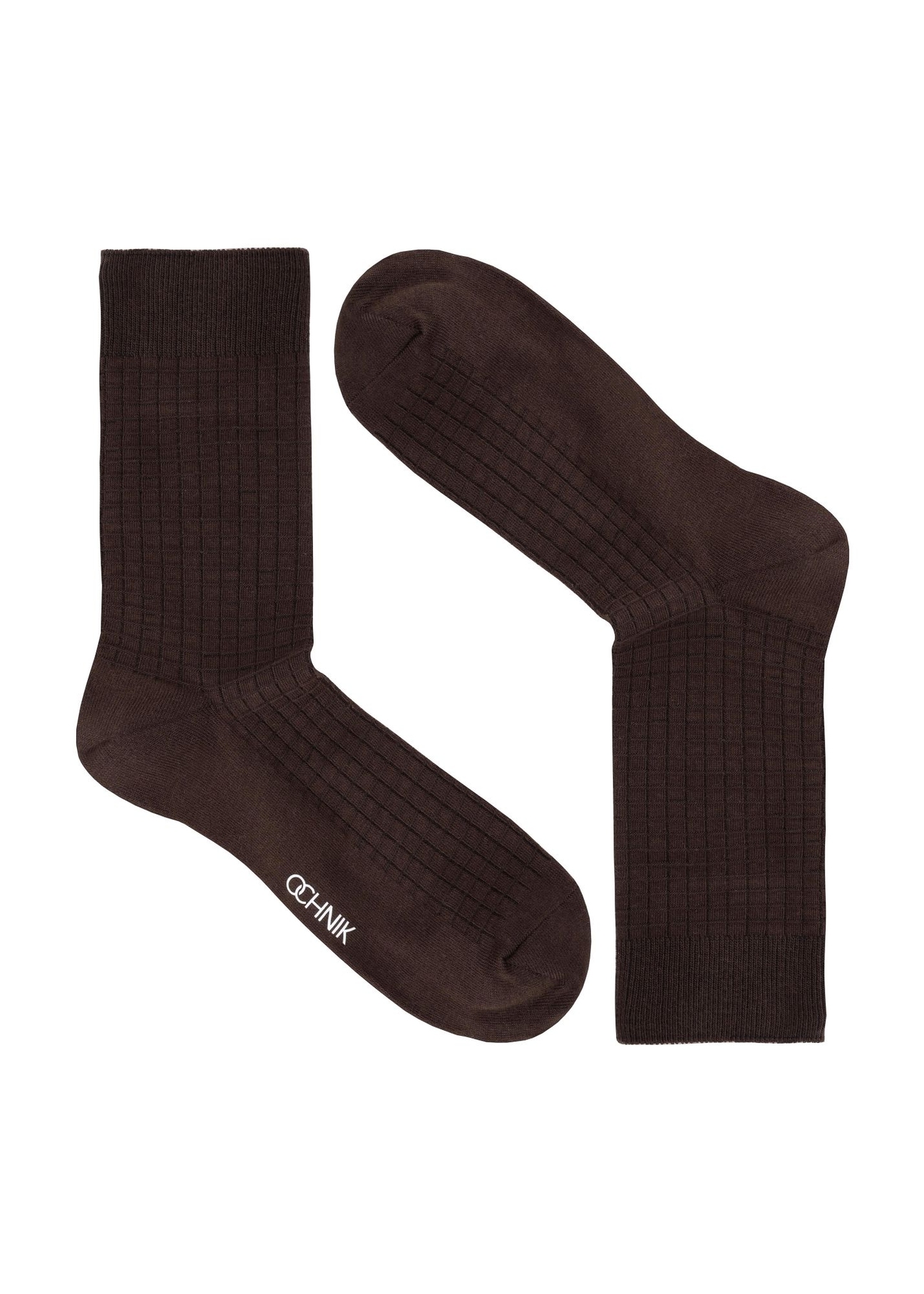 Long brown men's socks SKAMT-0178-89(Z23)-01